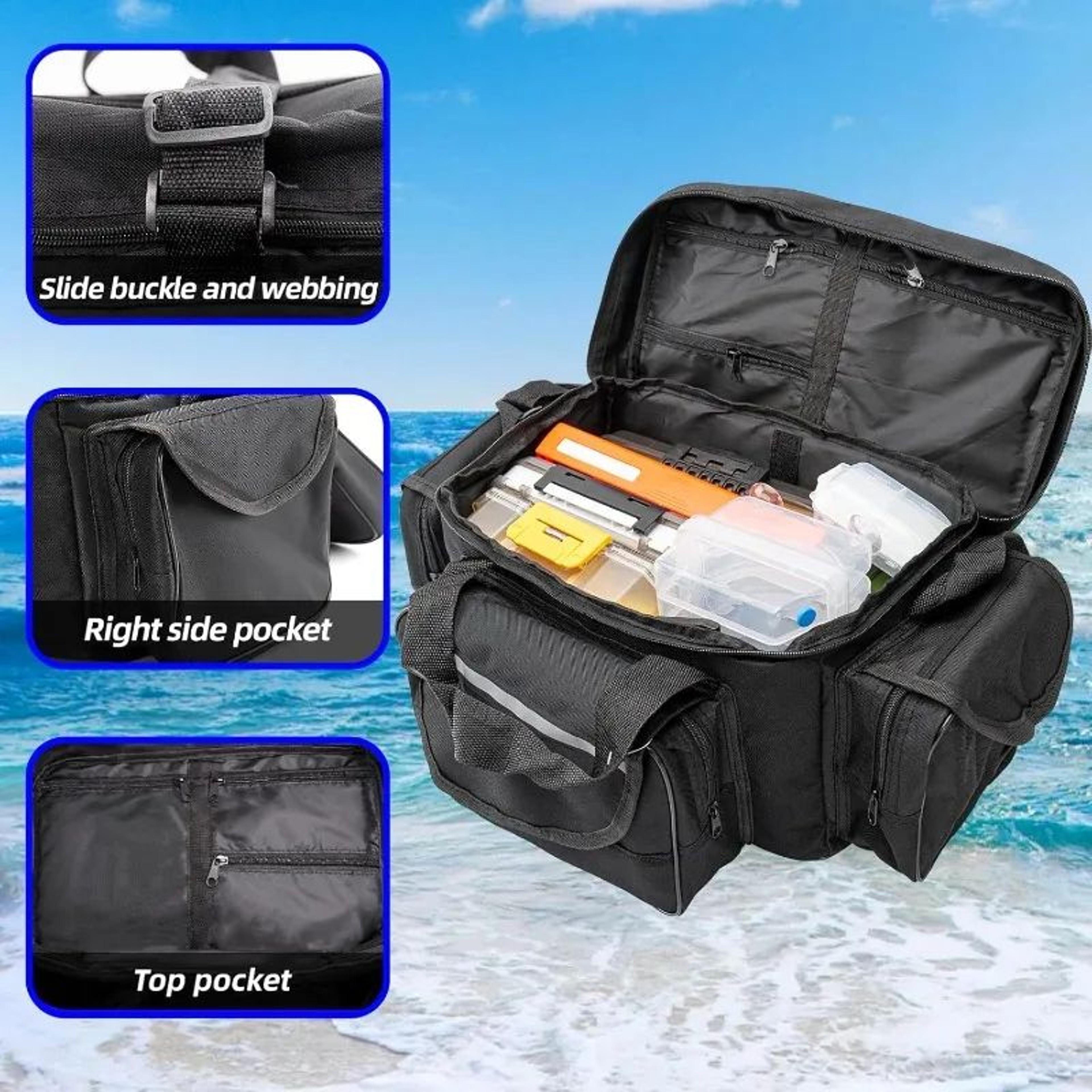 Water Resistant Fishing Tackle Bag For 3600 Tackle Boxes 9