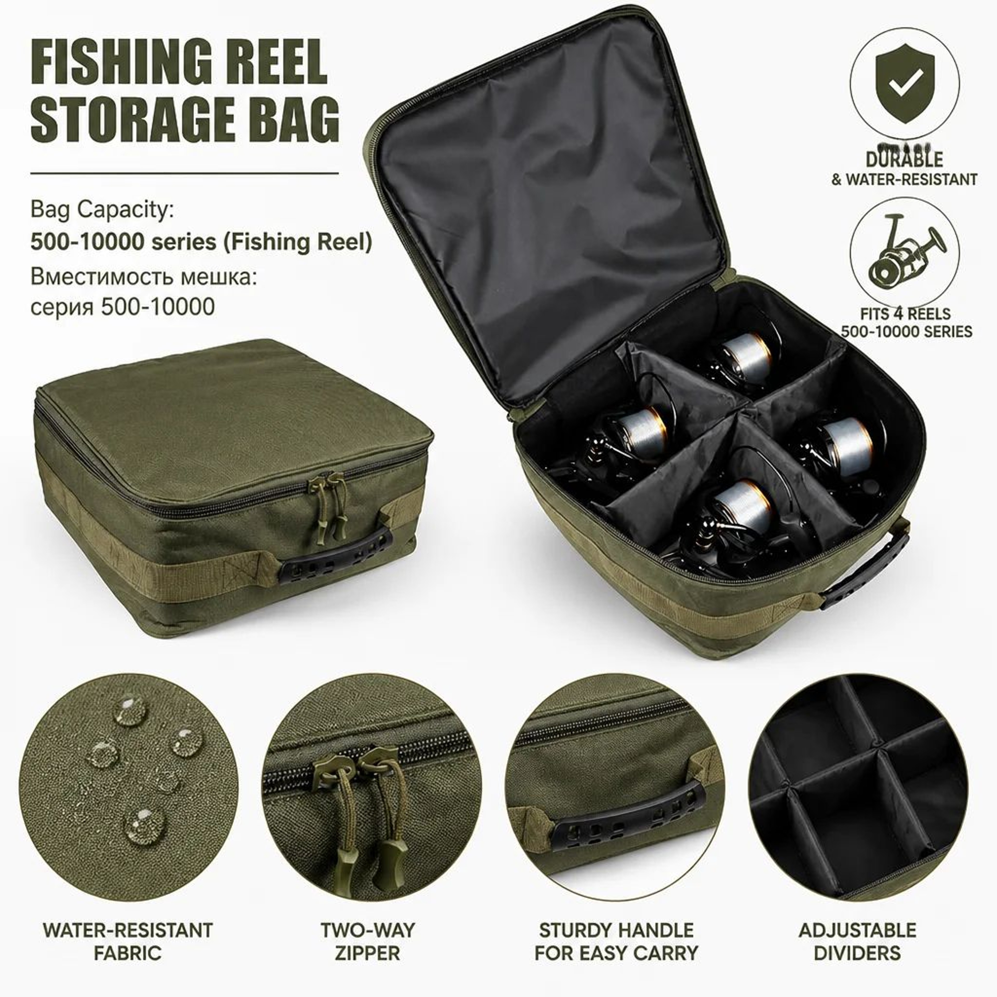 Fishing Reel Storage Bag With Four Adjustable Dividers 0