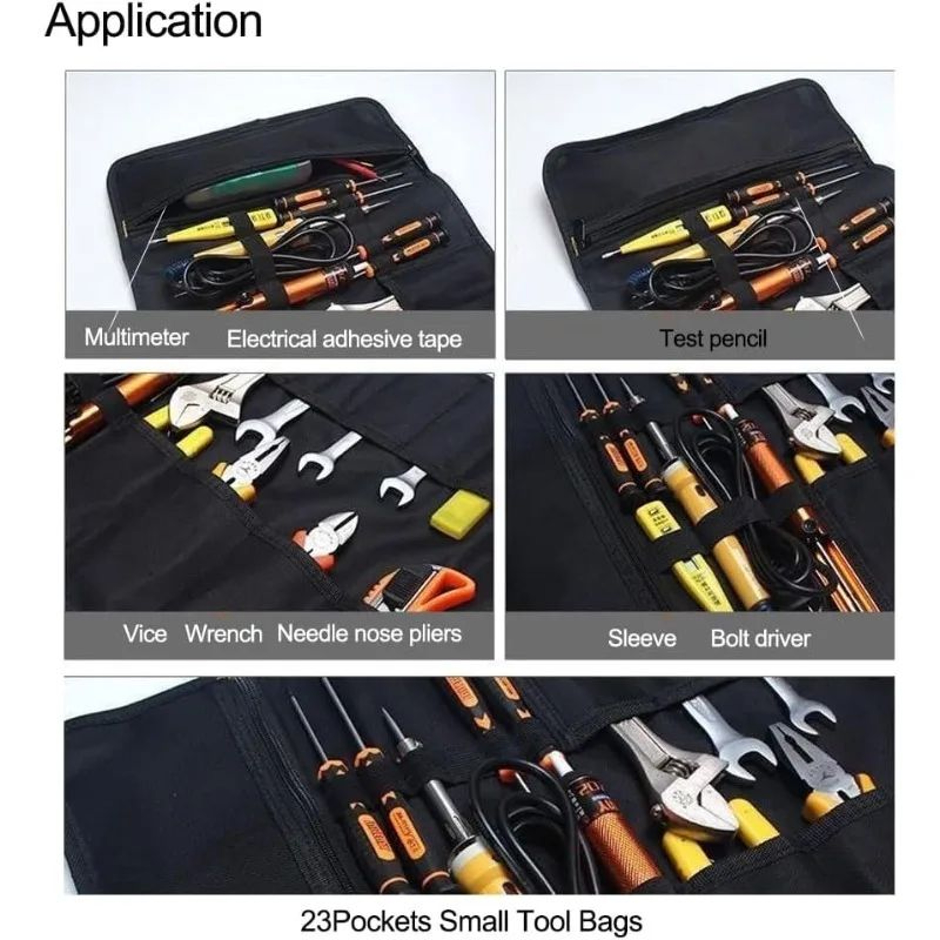 Compact Roll Up Tool Bag With Zipper Pouch For Portable Storage 3