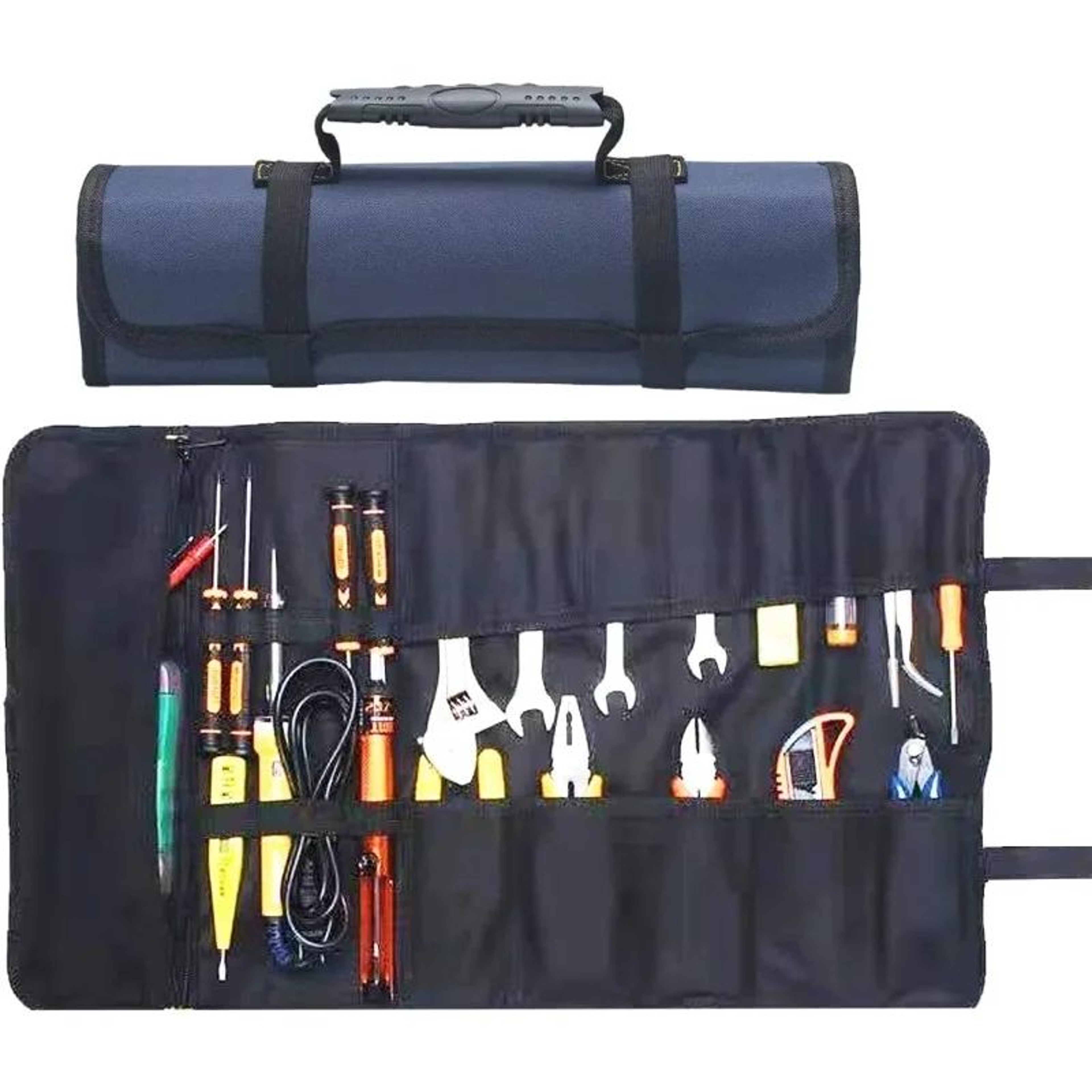 Compact Roll Up Tool Bag With Zipper Pouch For Portable Storage 0