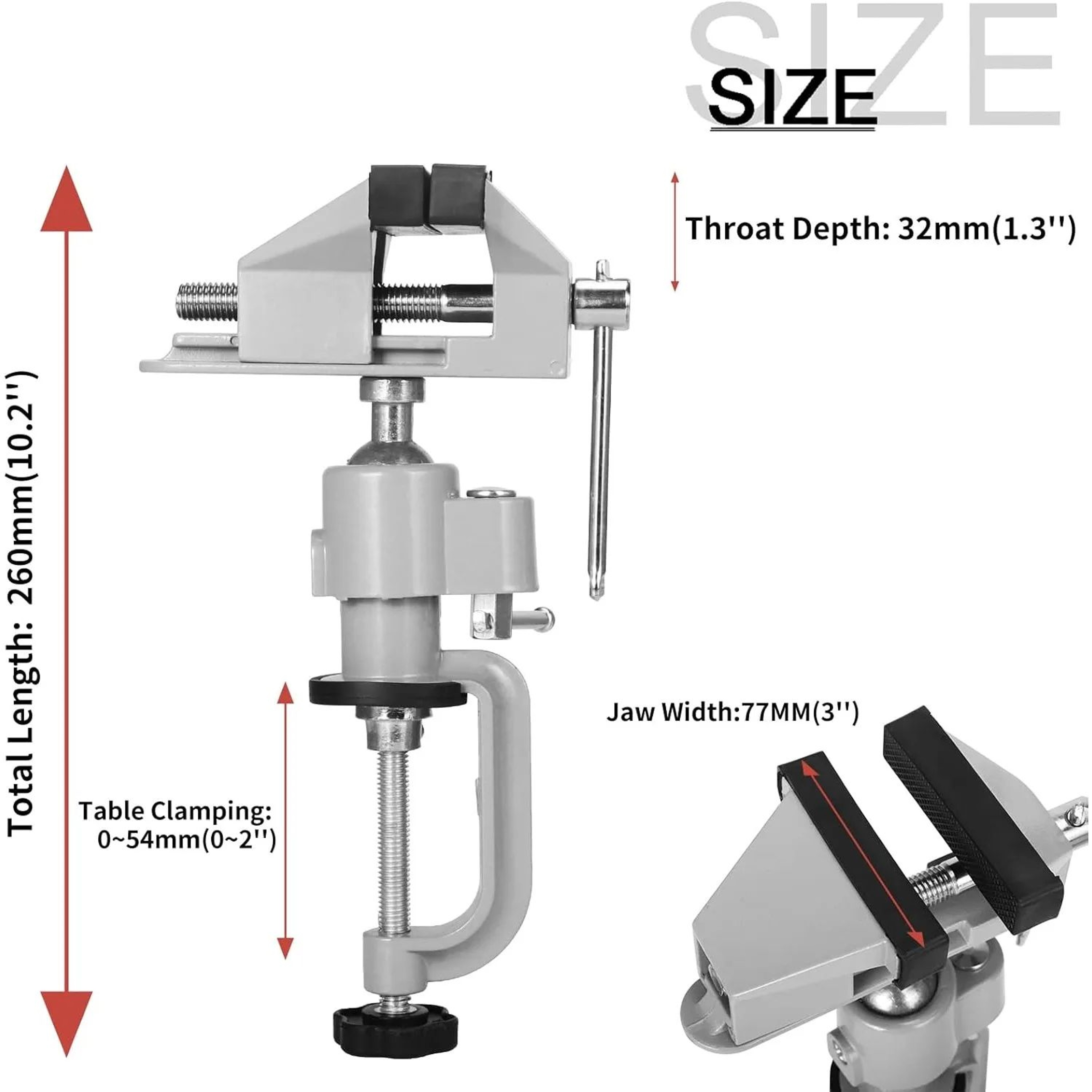 3 Inch Swivel Bench Vise With Tilting Head And Table Clamp 1