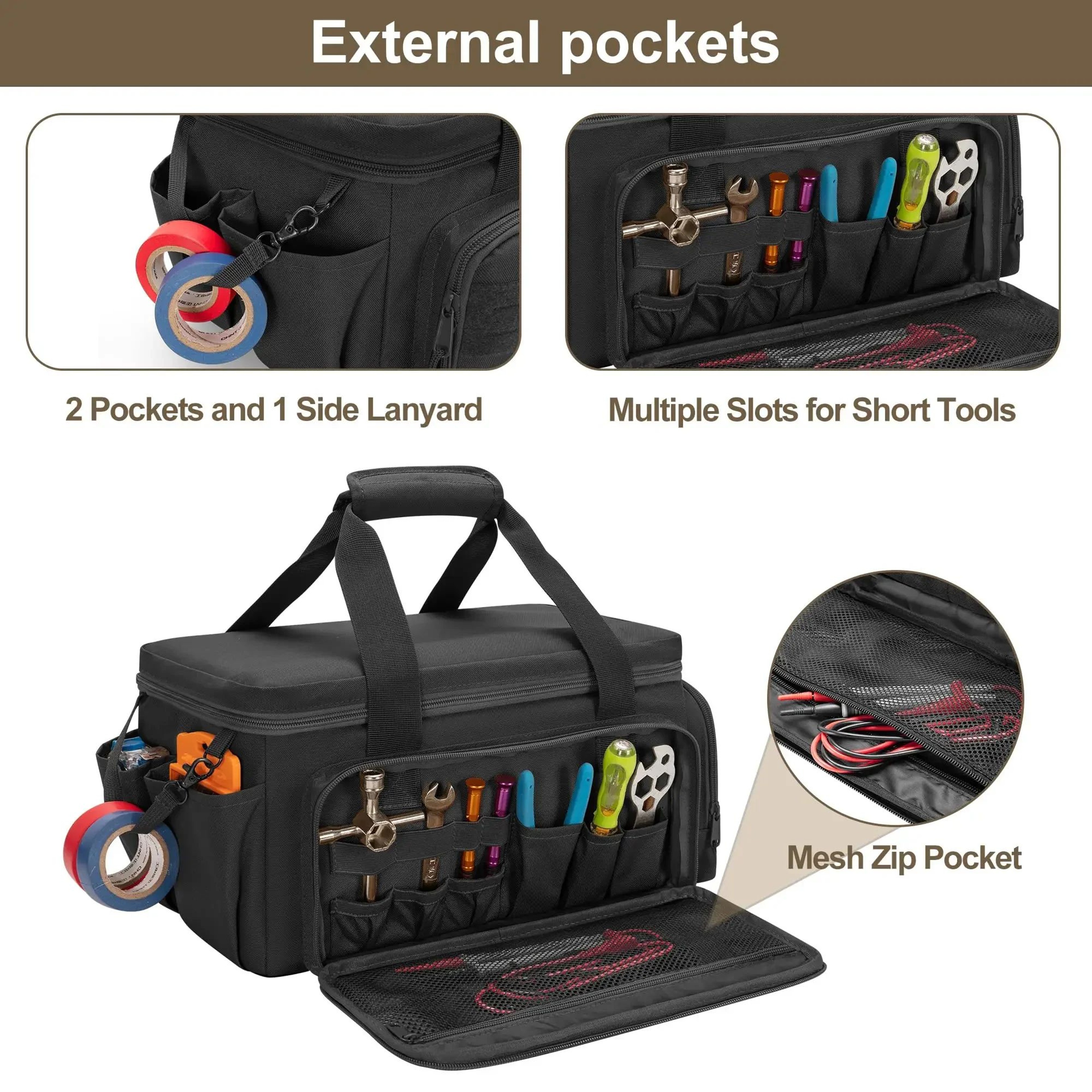 14 Inch Heavy Duty Tactical Tool Bag With Non Slip Base Durable Portable Tool Storage 6