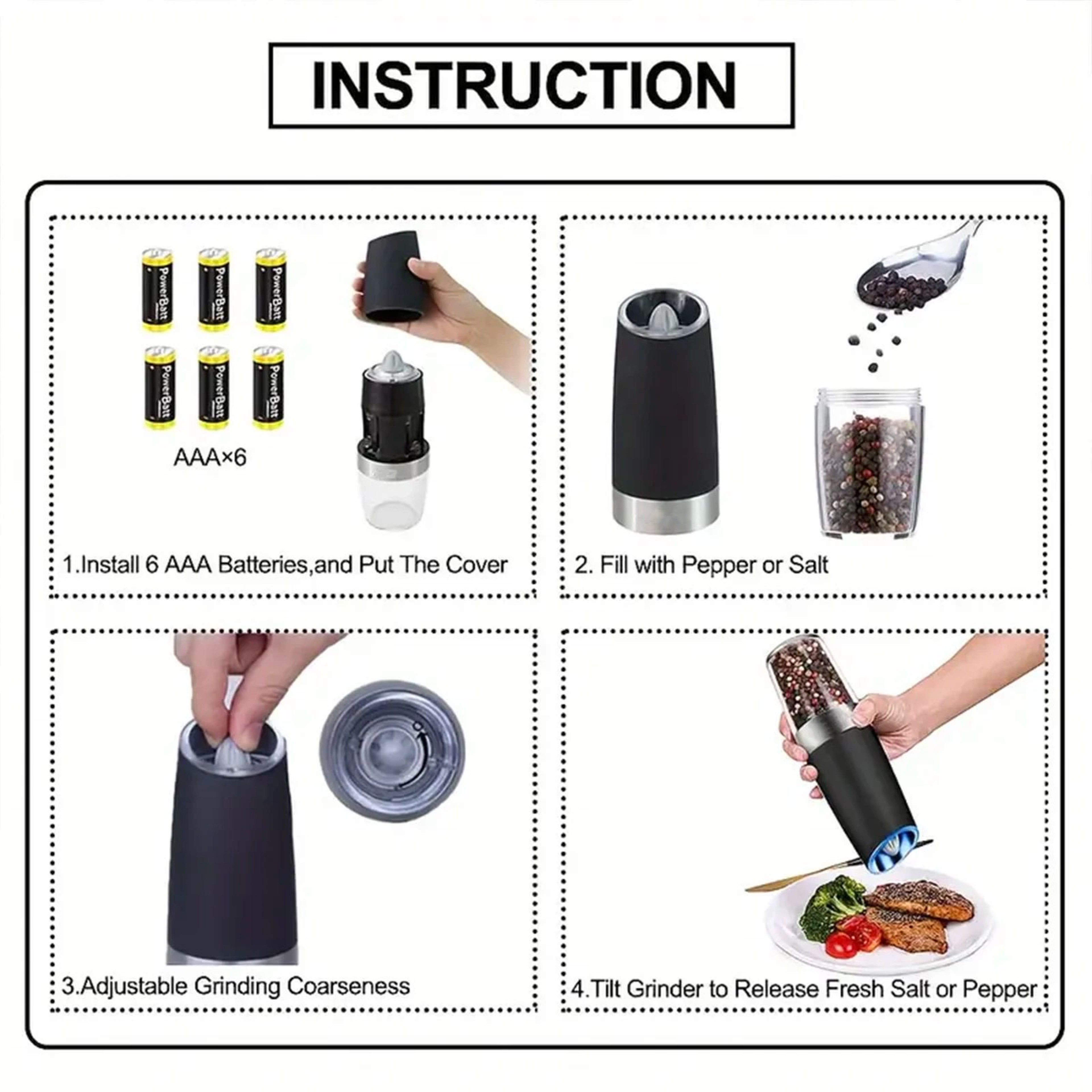 Gravity Electric Salt And Pepper Mill With Adjustable Coarseness 12