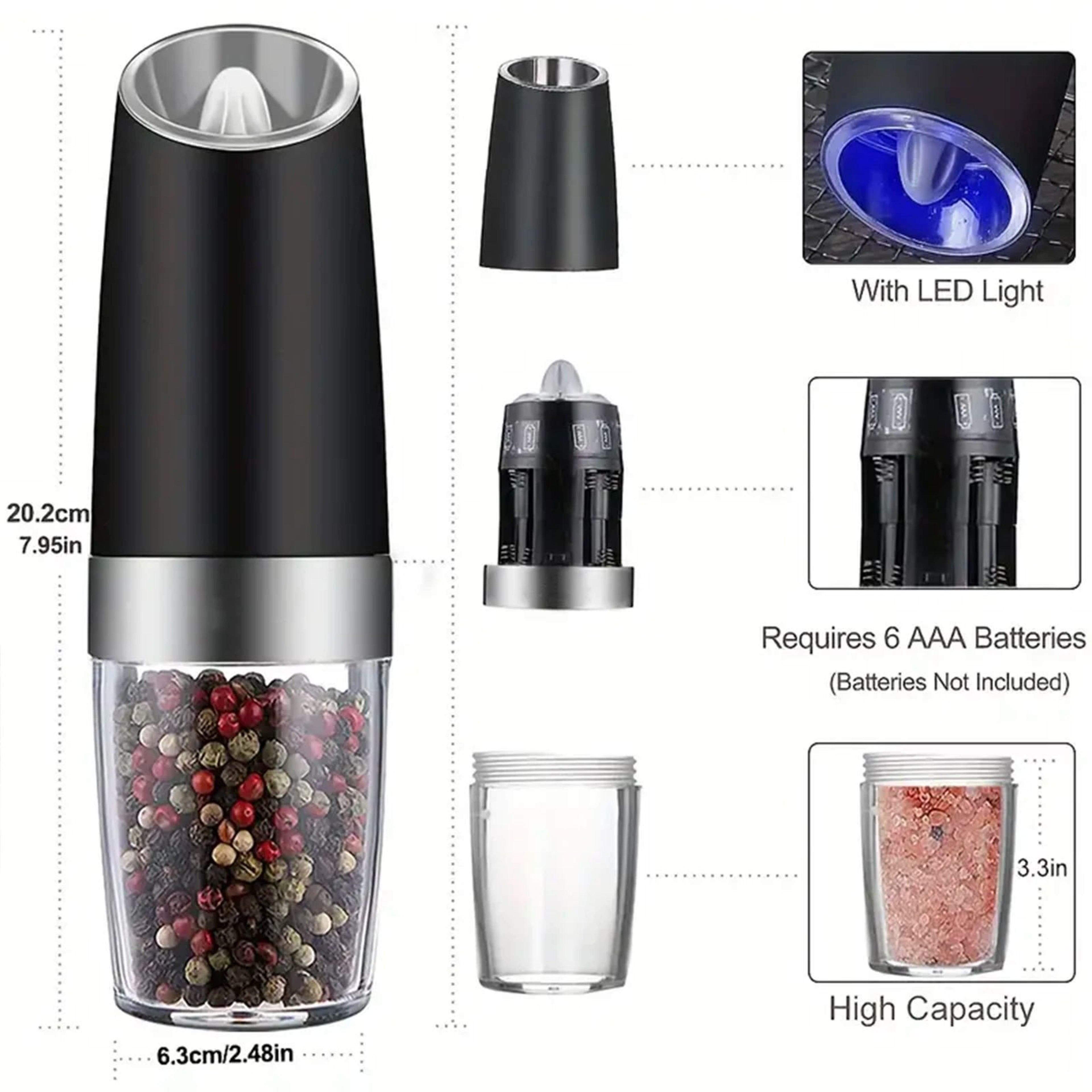 Gravity Electric Salt And Pepper Mill With Adjustable Coarseness 8