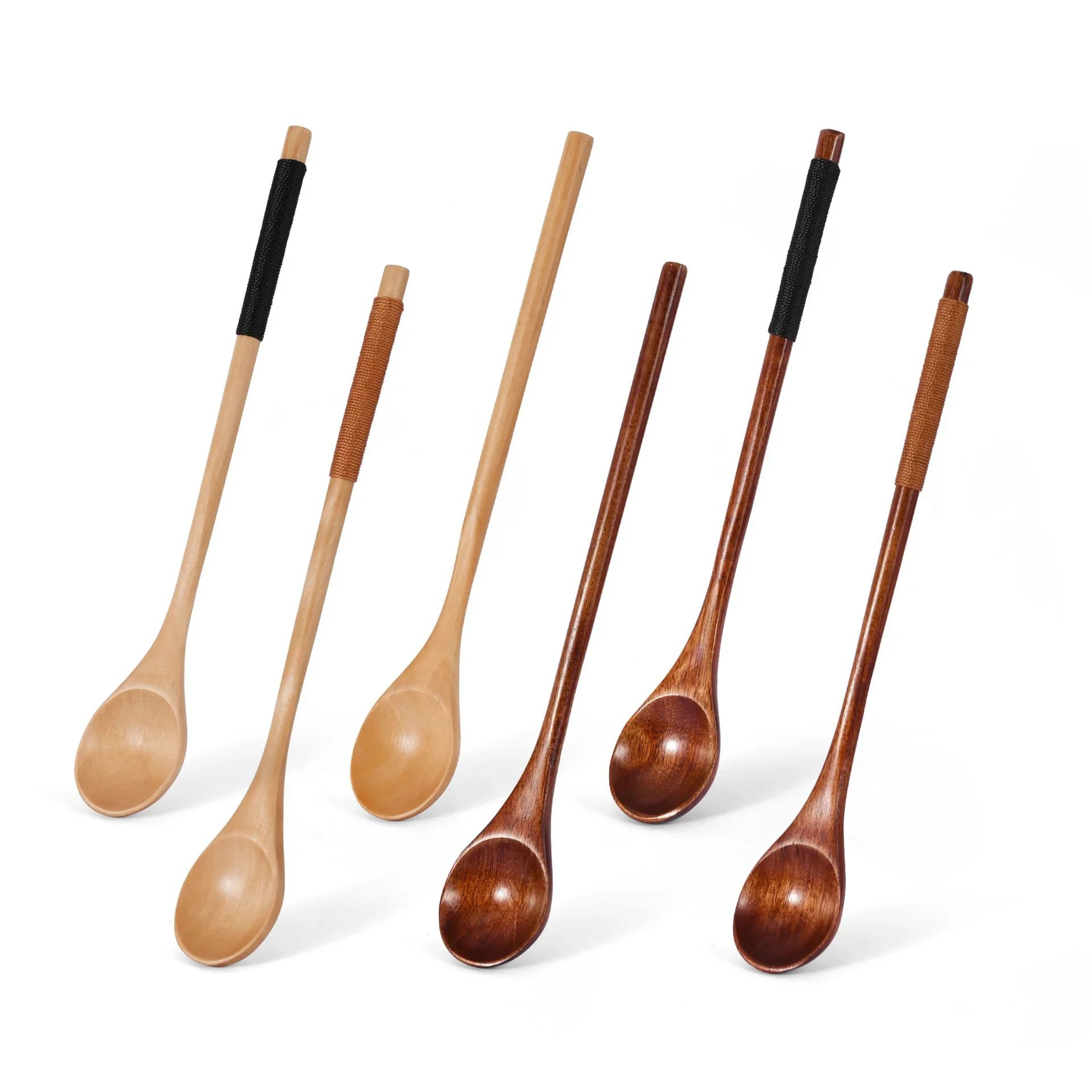 Wooden Long Handle Teaspoons For Coffee Honey And Desserts 7