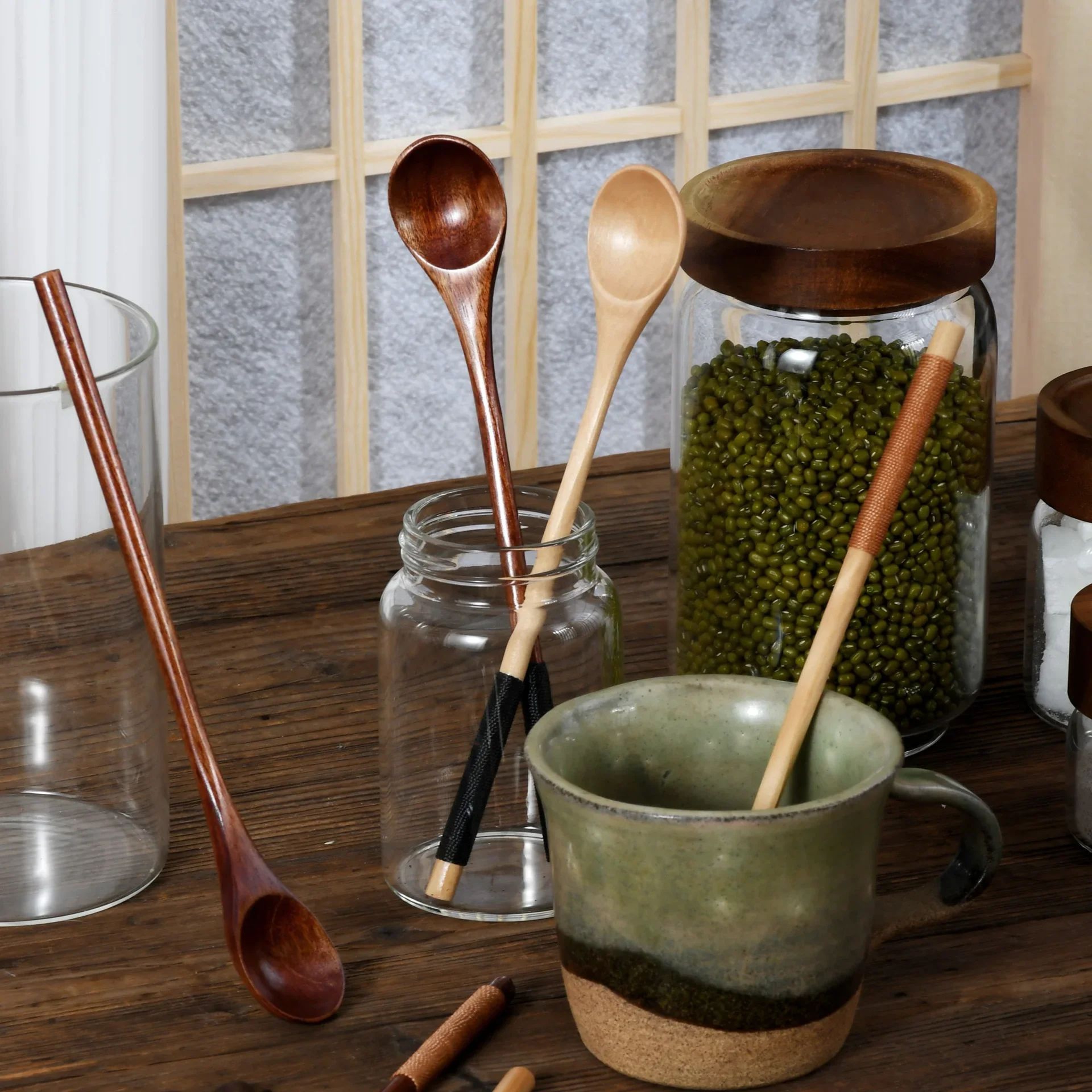Wooden Long Handle Teaspoons For Coffee Honey And Desserts 1