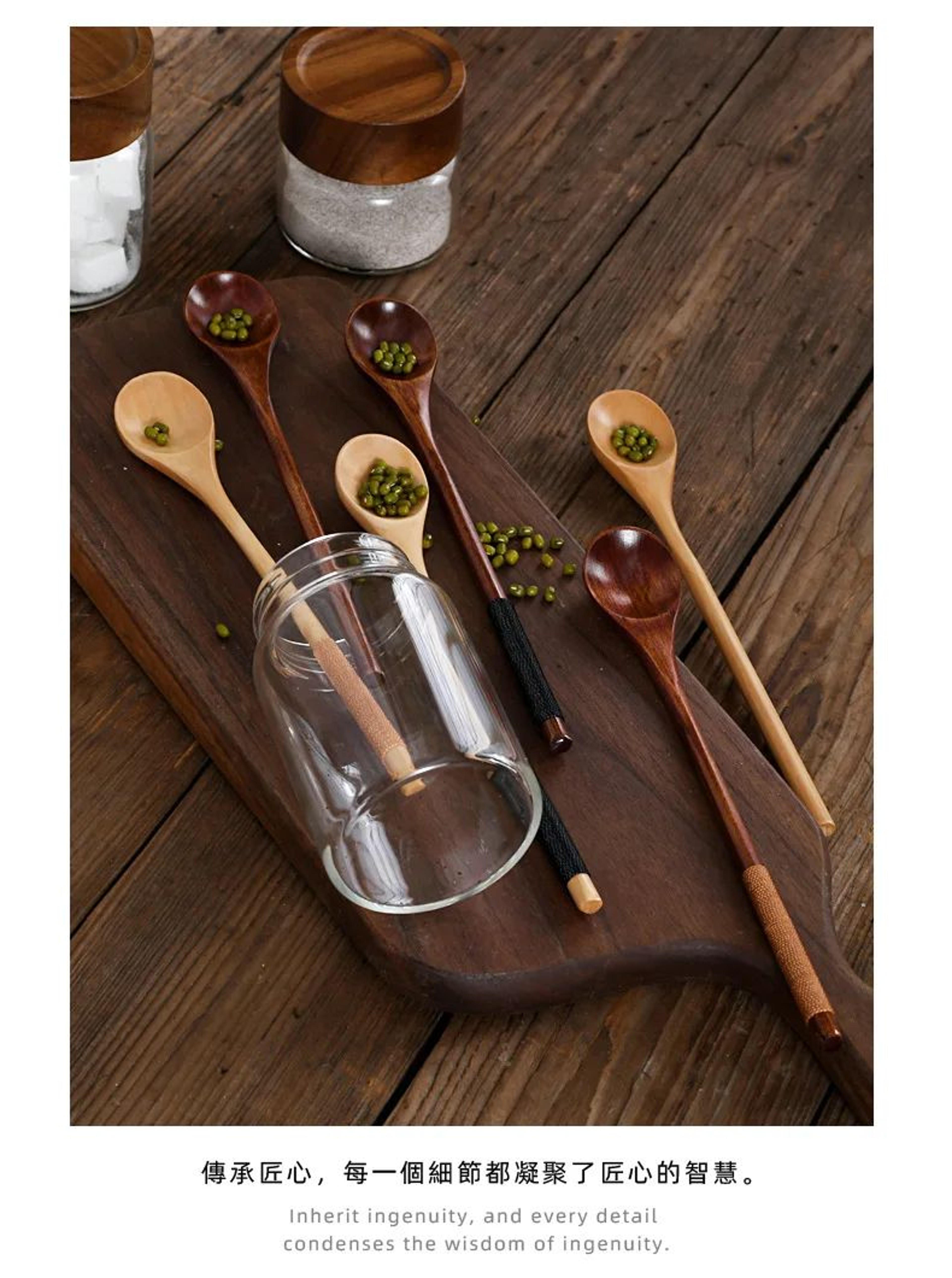 Wooden Long Handle Teaspoons For Coffee Honey And Desserts 4