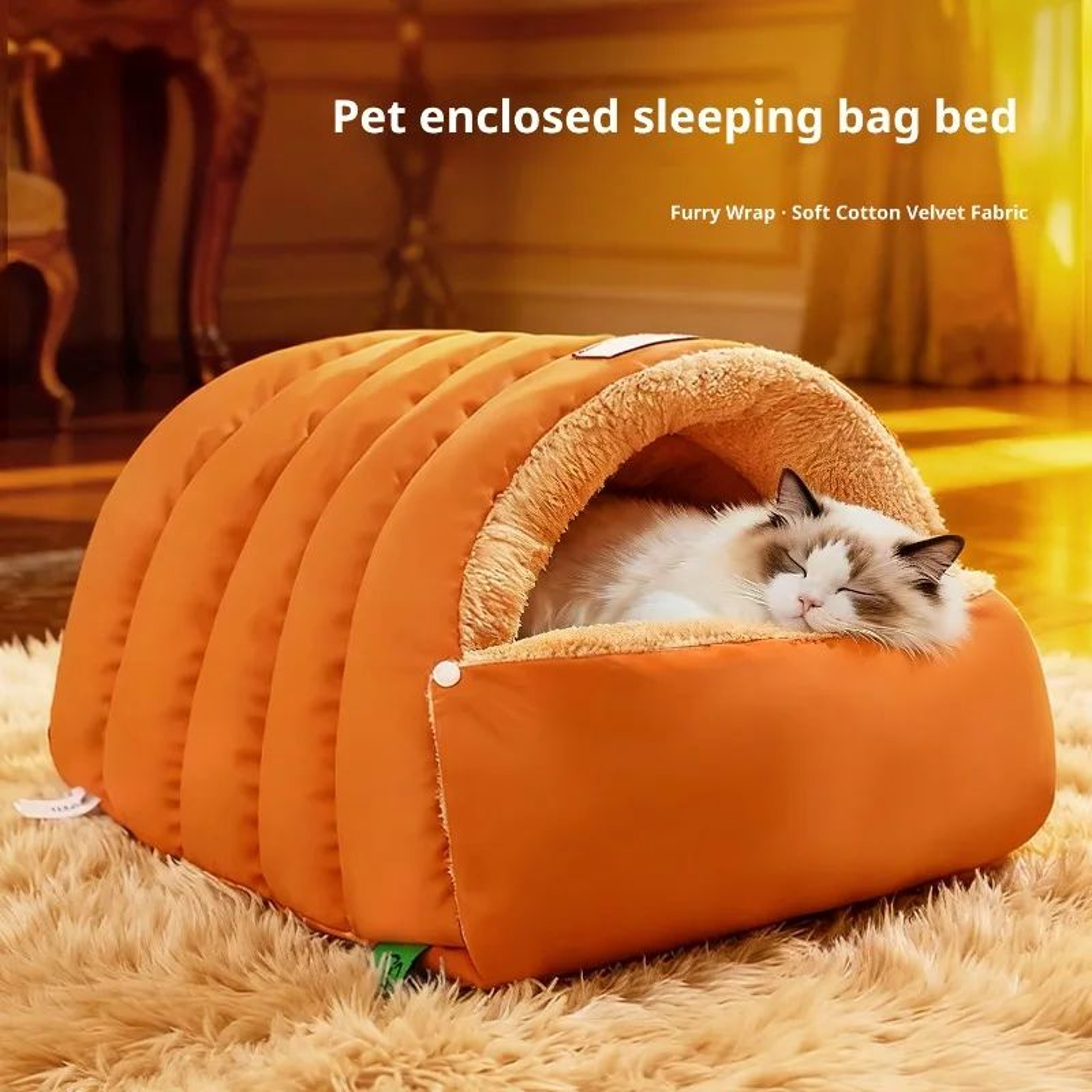 Warm Semi Enclosed Cat Cave Bed With Non Slip Waterproof Bottom 5