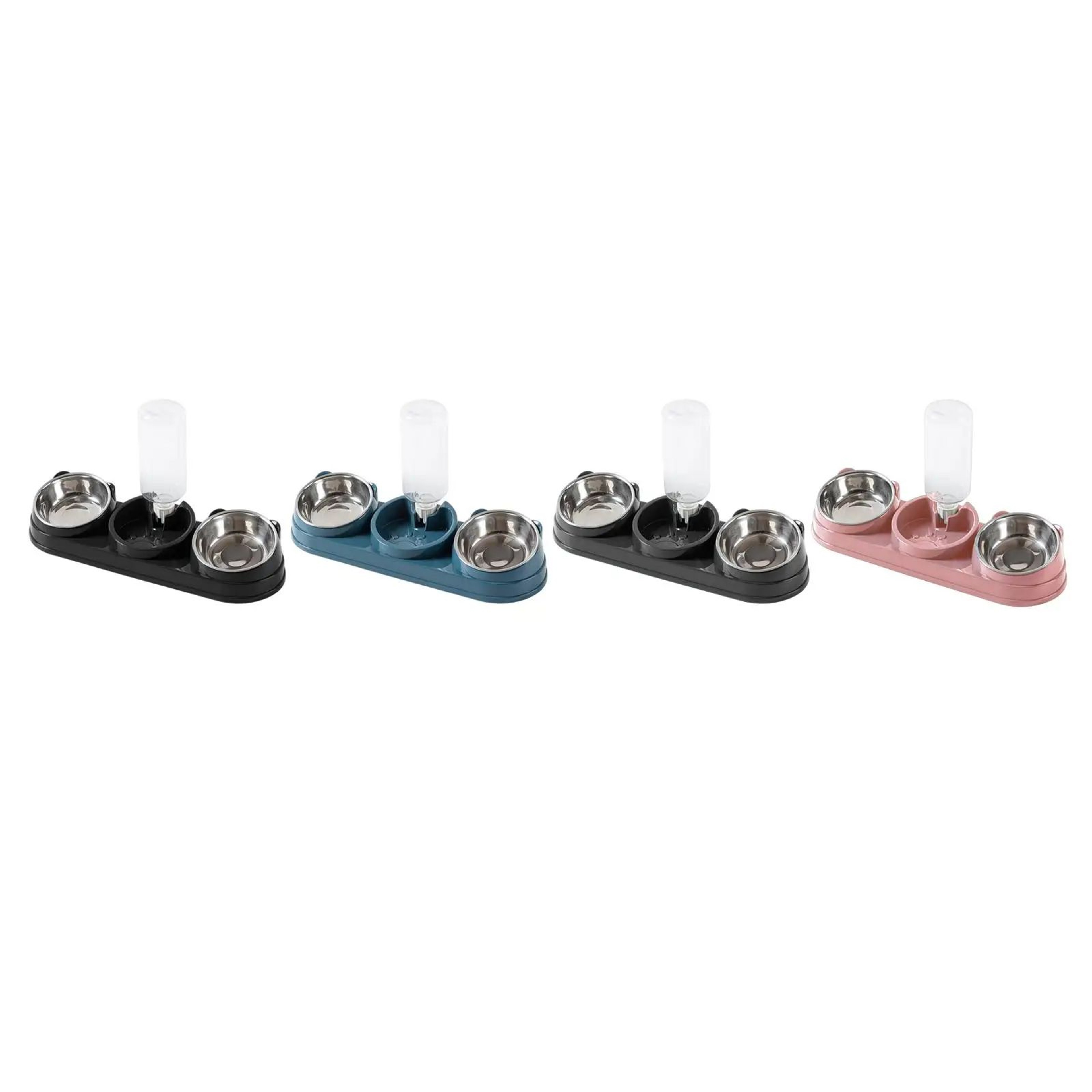3 In 1 Triple Cat Food And Water Bowl With 15 Degree Tilt 1