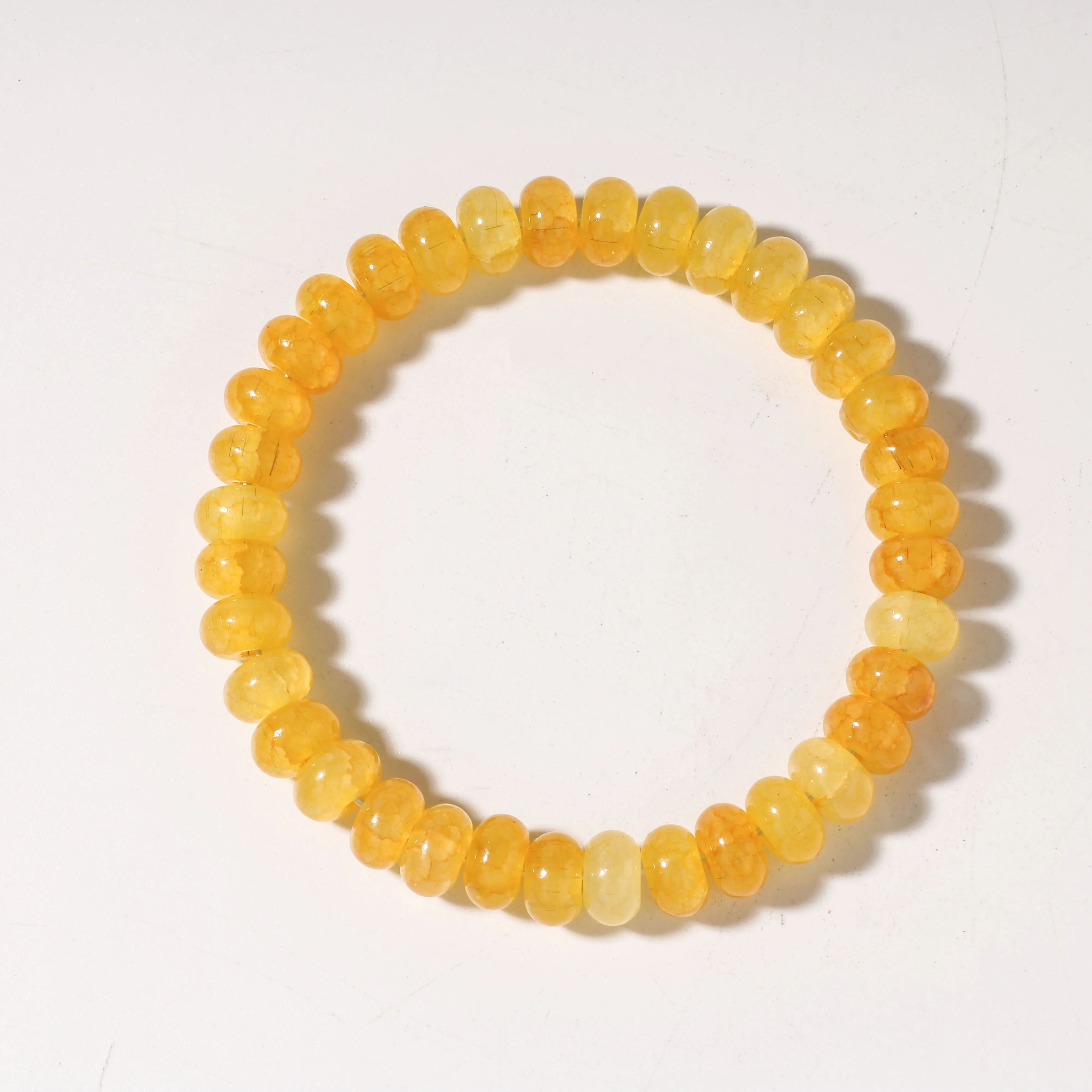 Yellow Citrine Crystal Beaded Bracelet For Women And Men 12