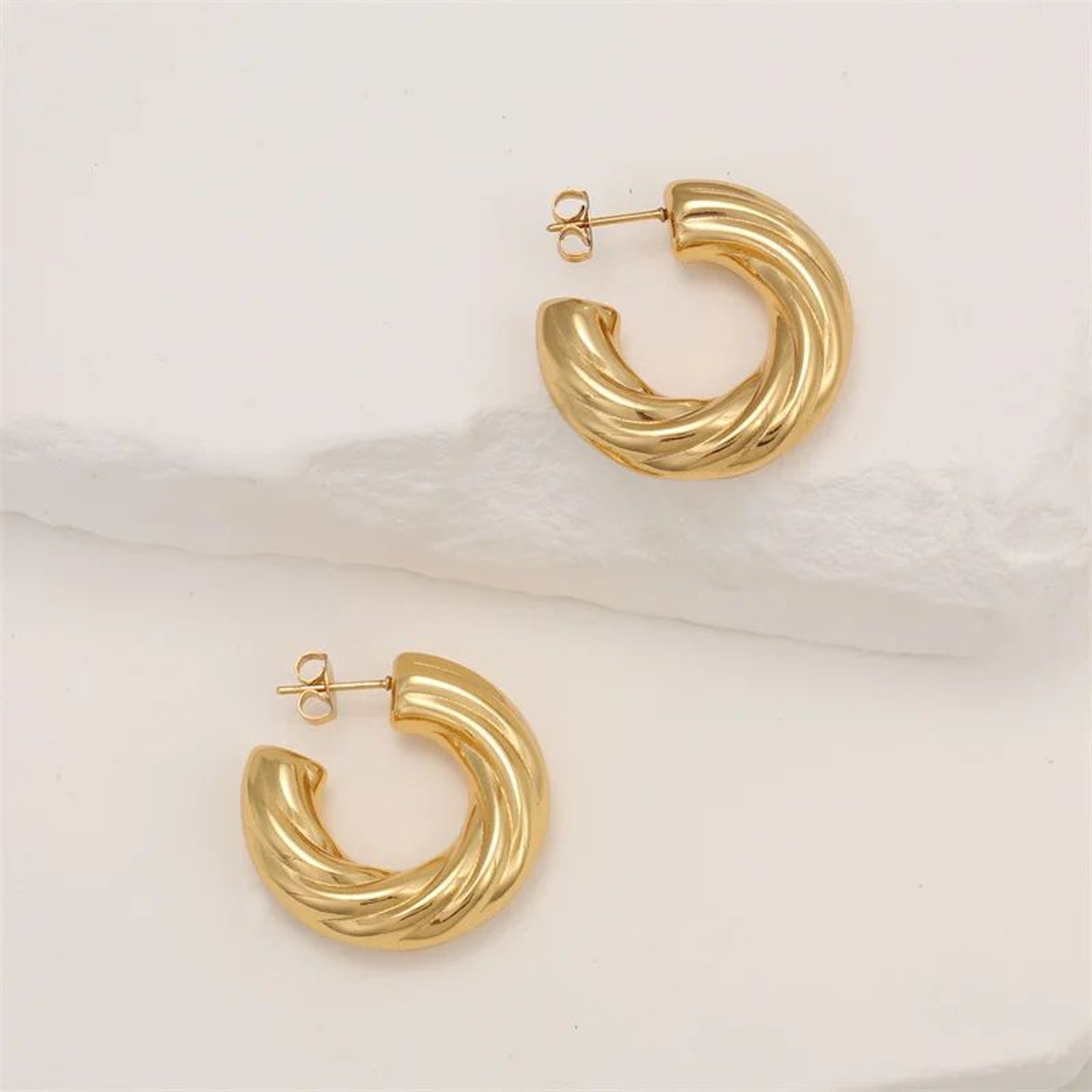 Chic Stainless Steel Twisted Hollow Tube Earrings For Women 1