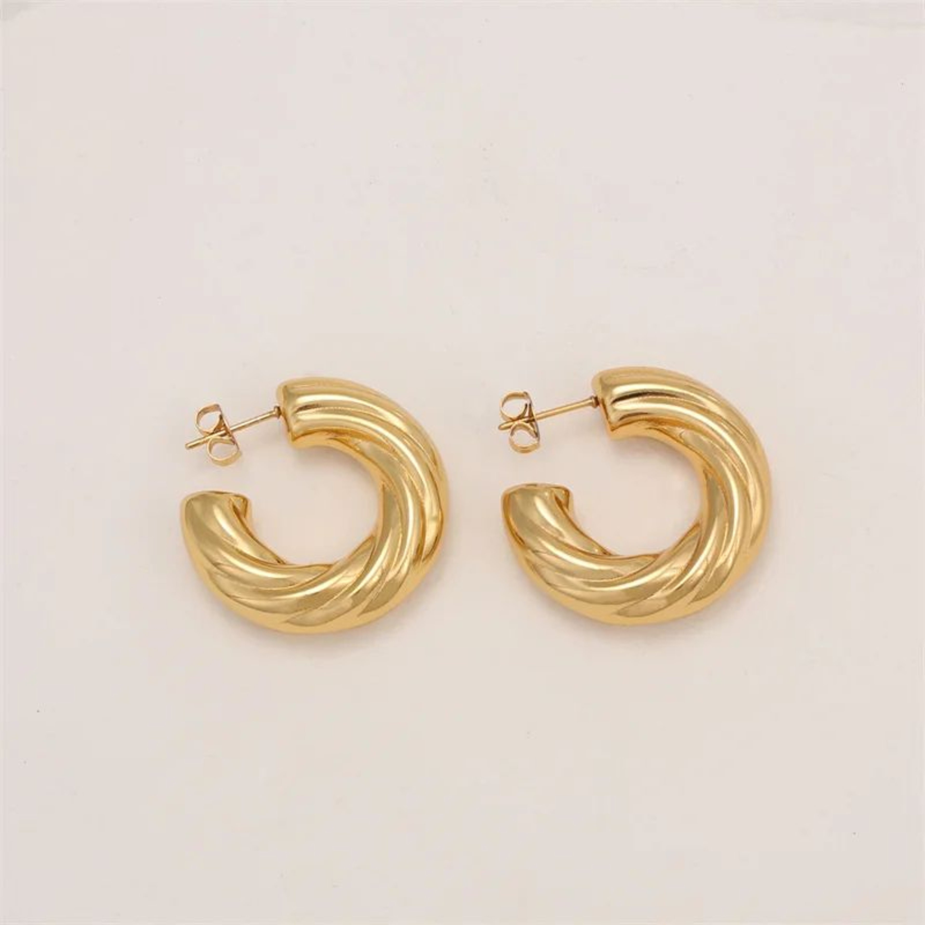 Chic Stainless Steel Twisted Hollow Tube Earrings For Women 5