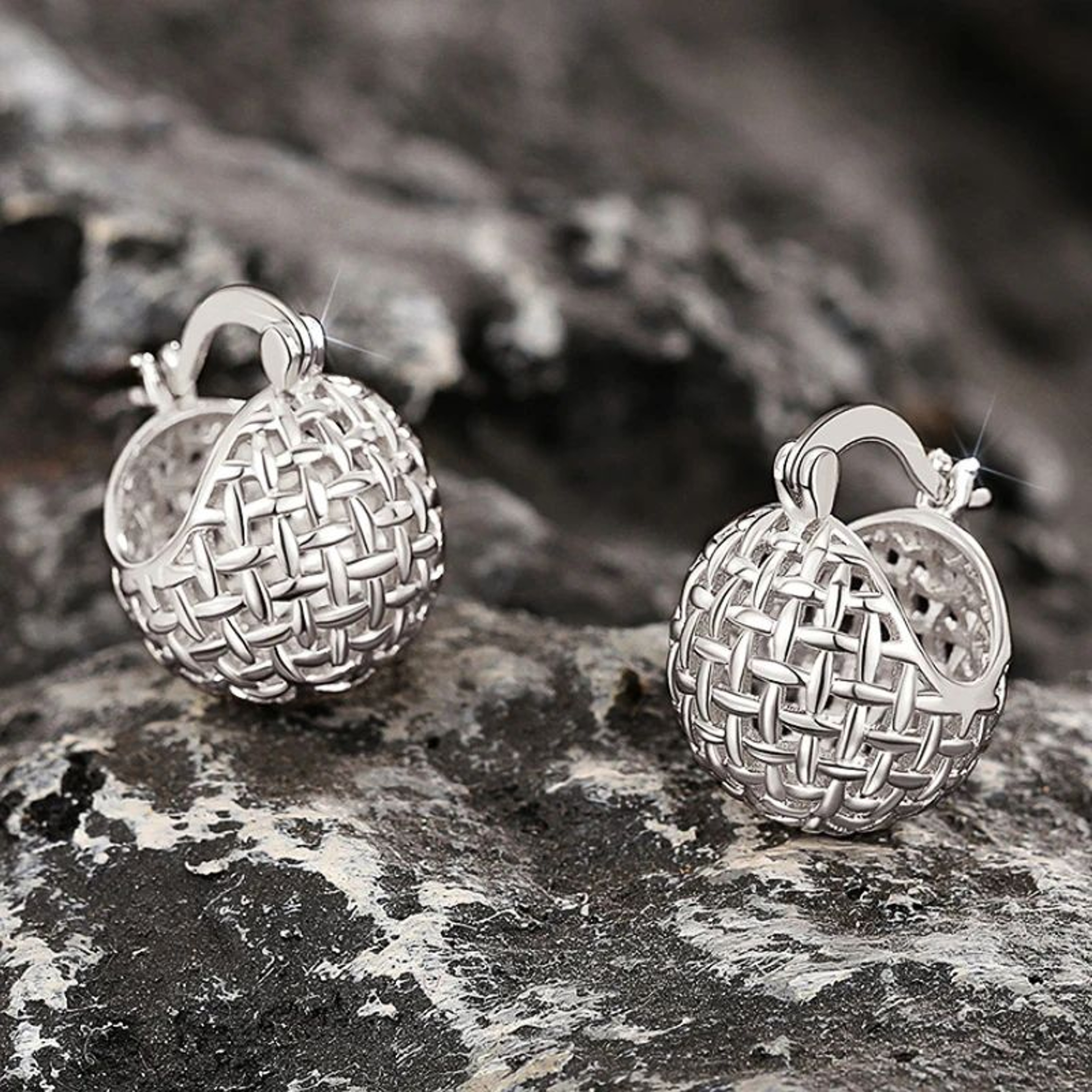 Huitan Ball Design Hoop Earrings In Gold Or Silver Color 4