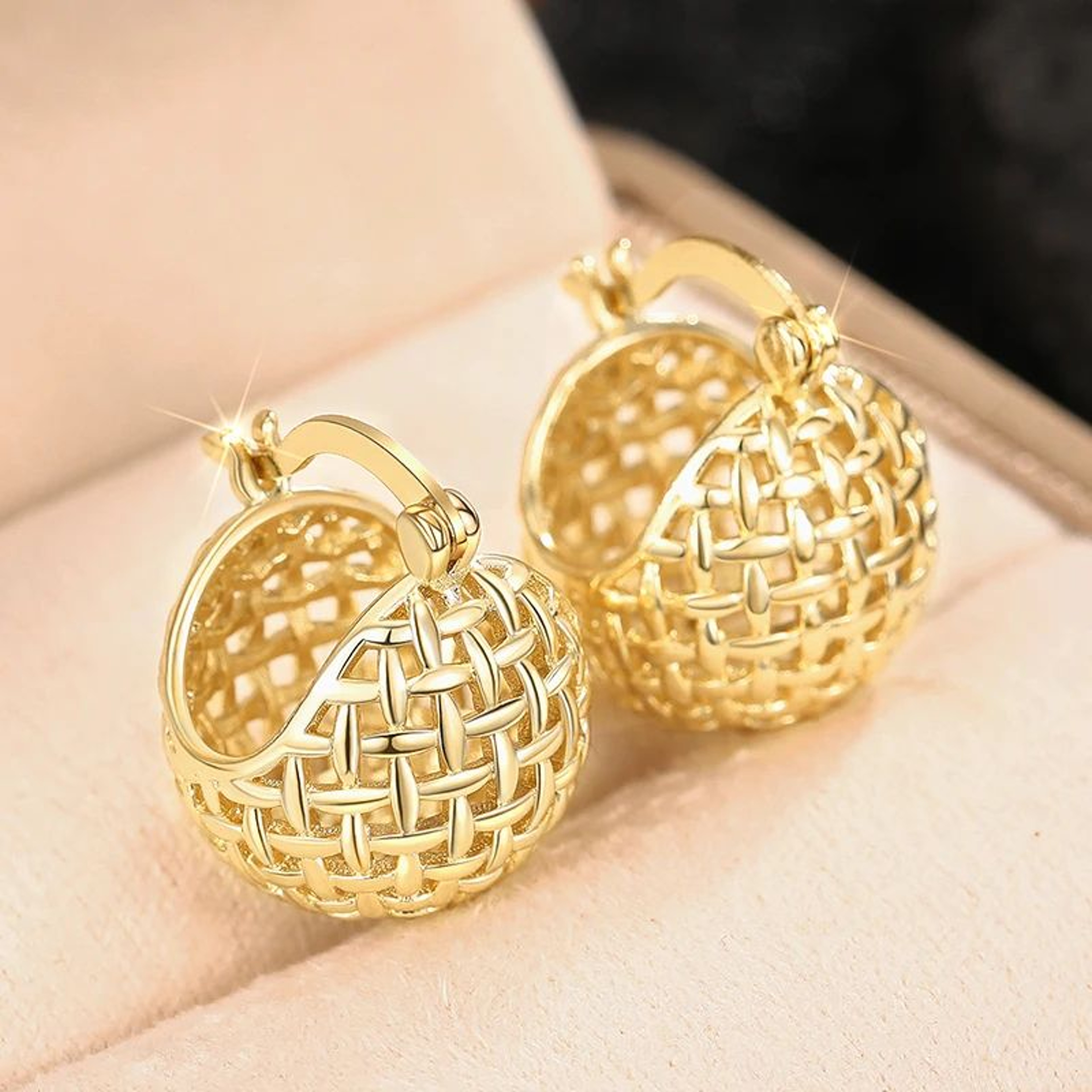 Huitan Ball Design Hoop Earrings In Gold Or Silver Color 6