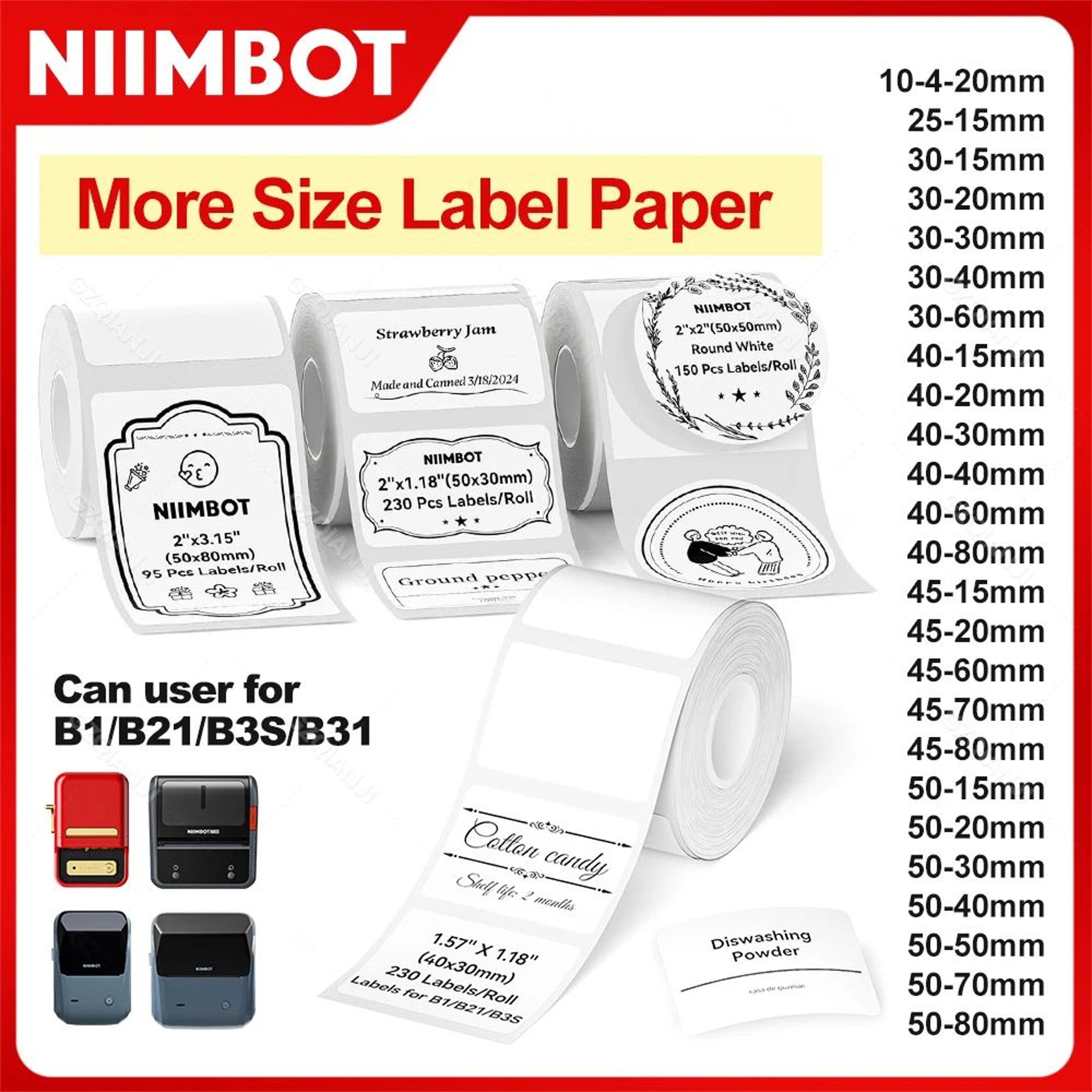 Niimbot White Thermal Label Roll For B1 And B21 Printers 0
