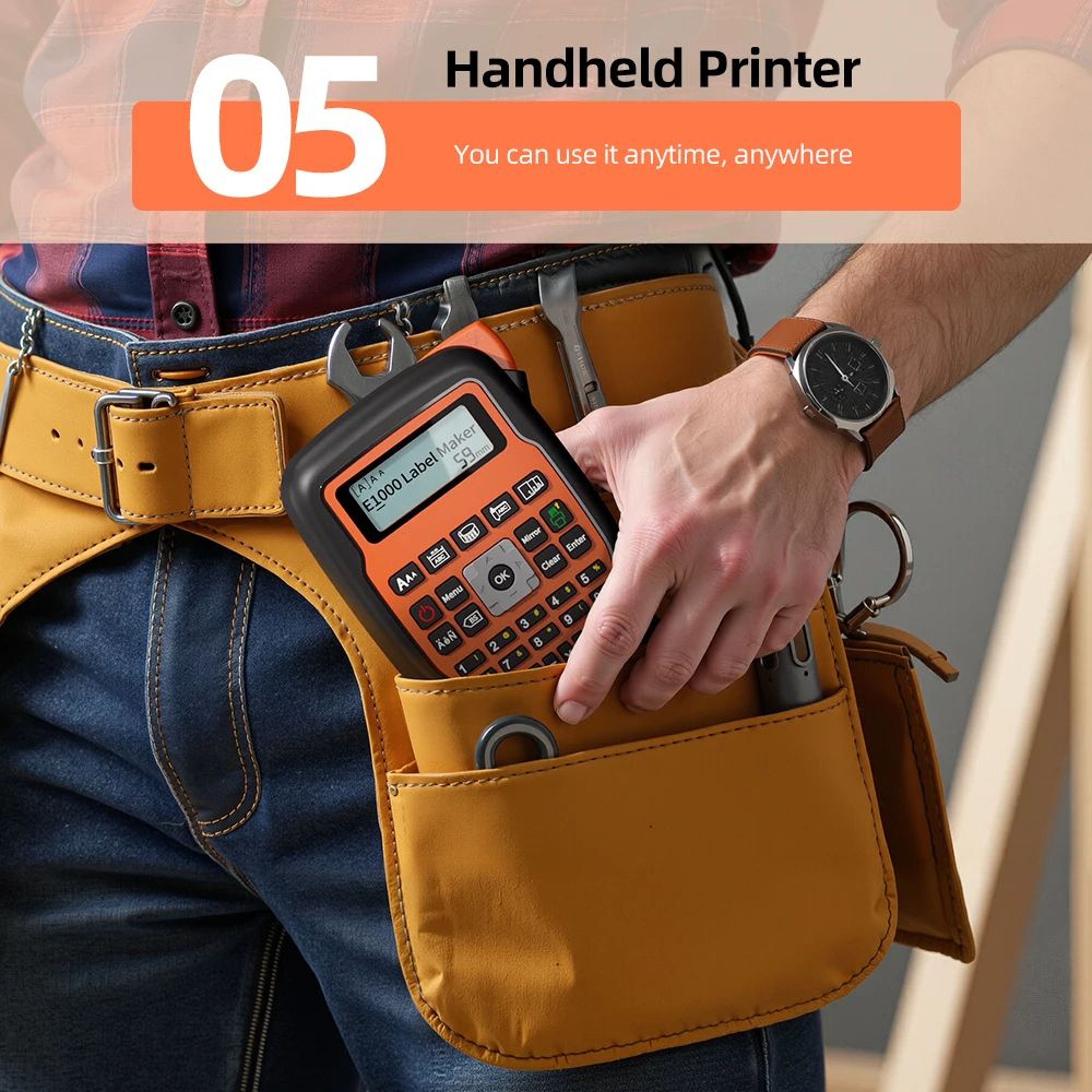 E1000PRO Handheld Label Printer 203DPI For Tape And Cable Labels 7
