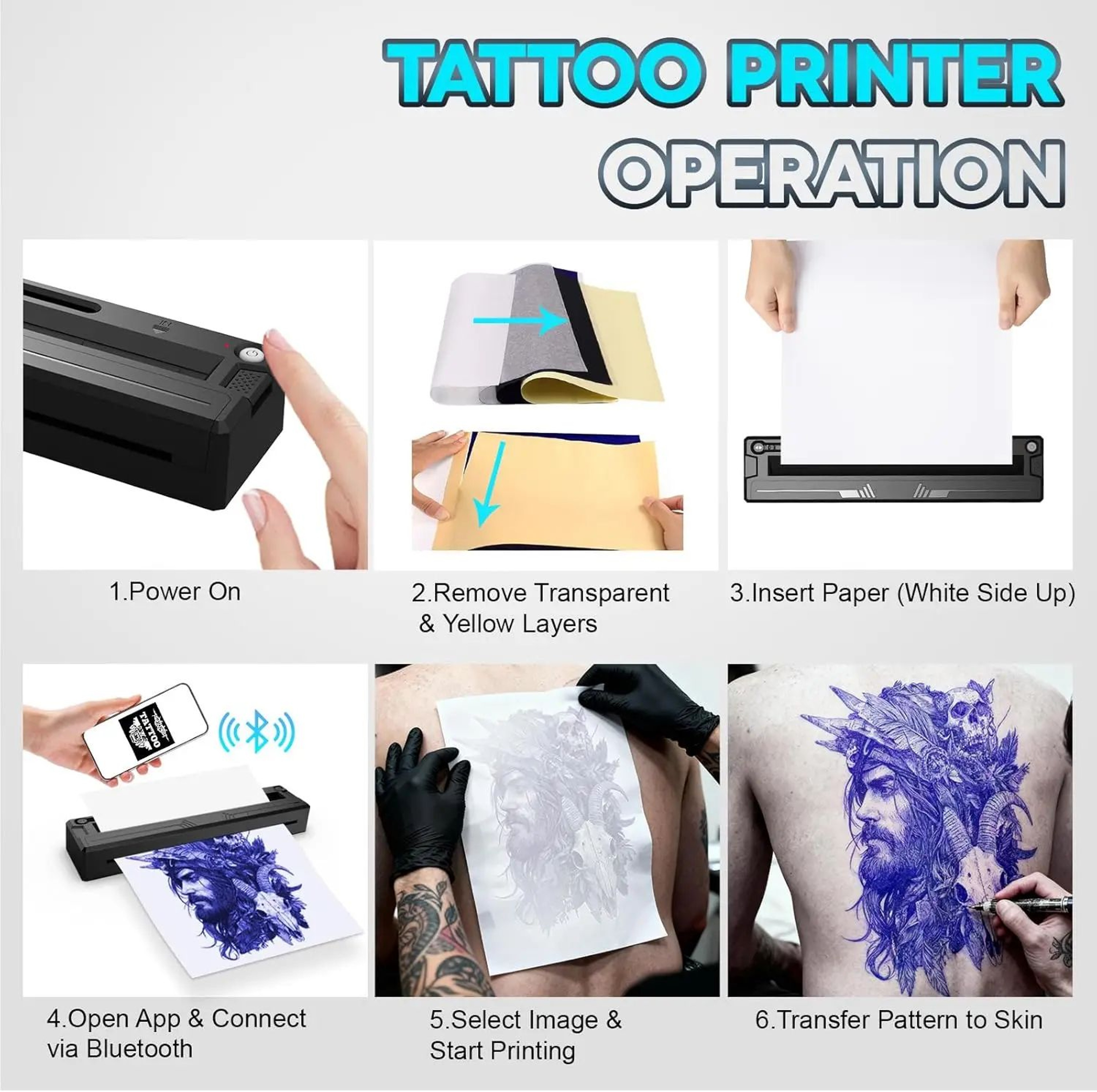 Portable Bluetooth A4 Tattoo Stencil Printer For Phone Tablet And PC 5
