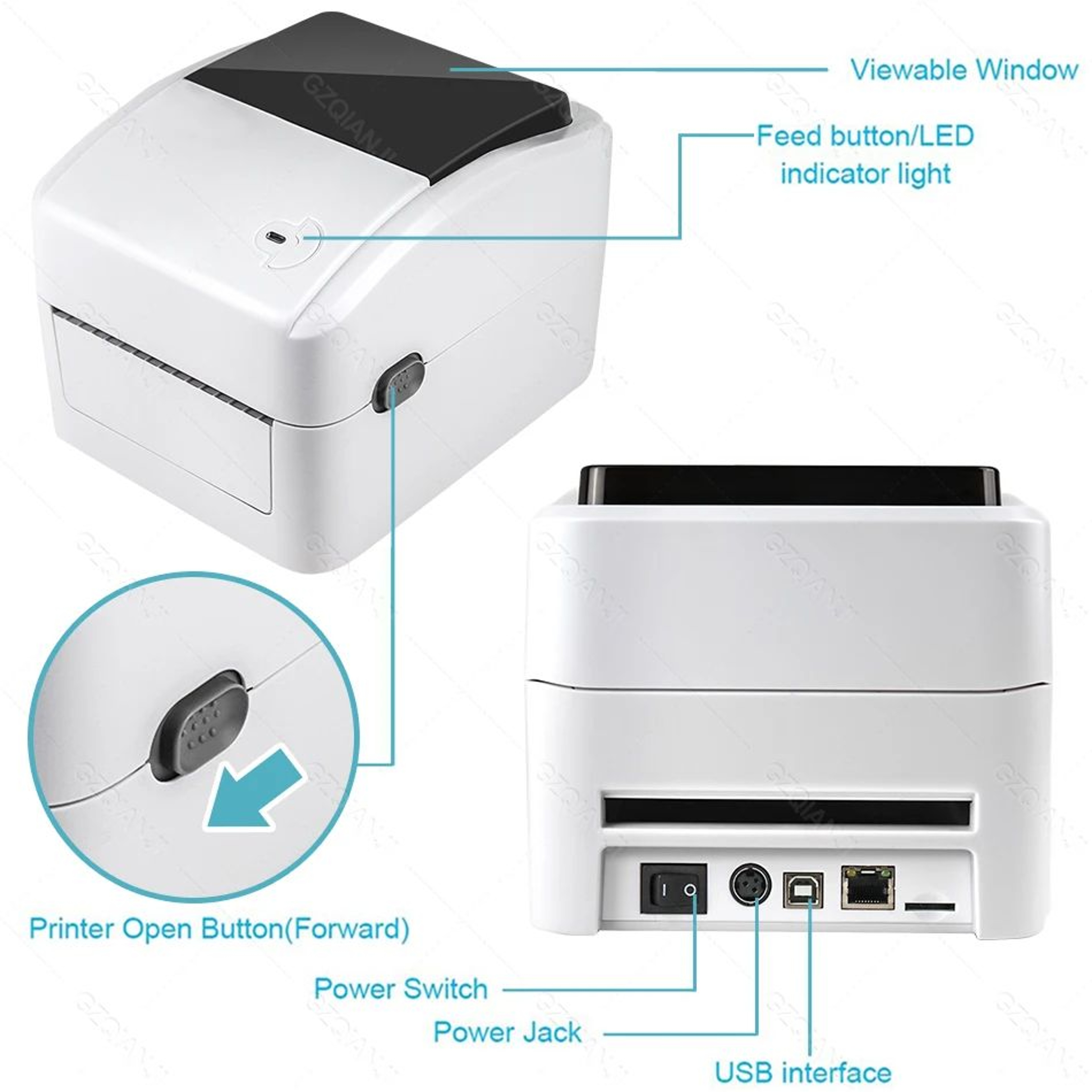 XPrinter XP420B 4 Inch Thermal Shipping Label Printer 3