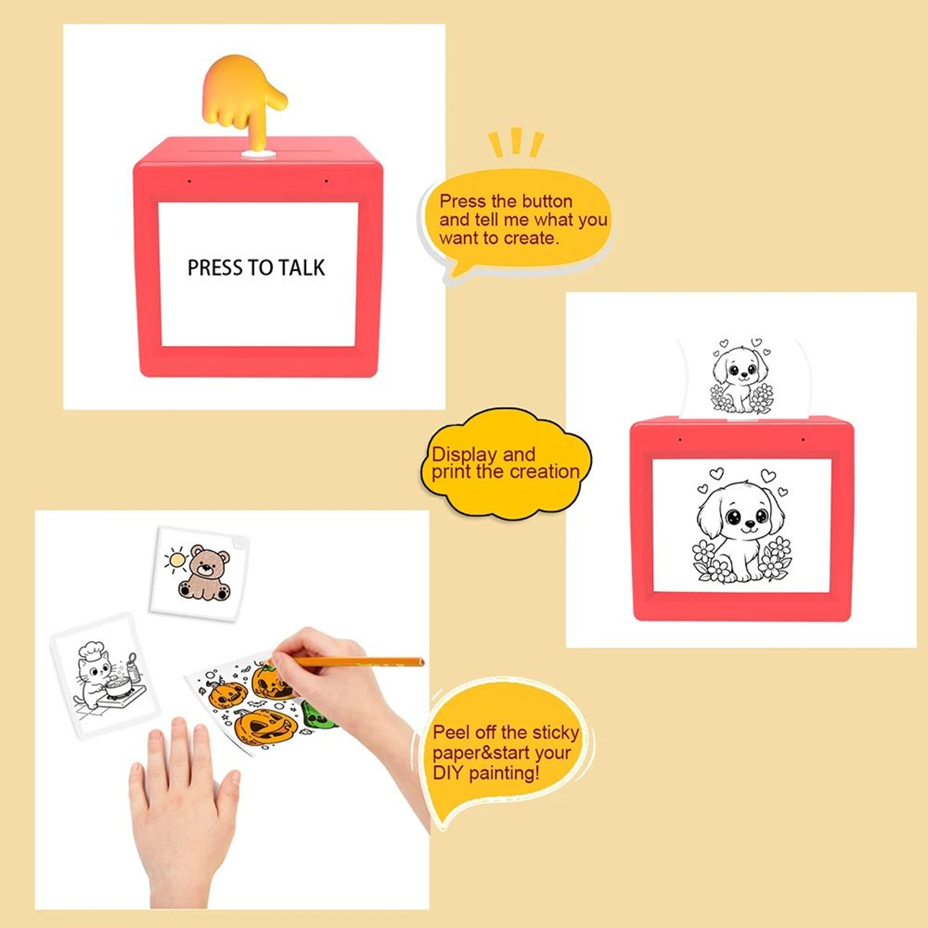 AI Magic Box Voice Control Thermal Printer For Kids Drawing Fun 5