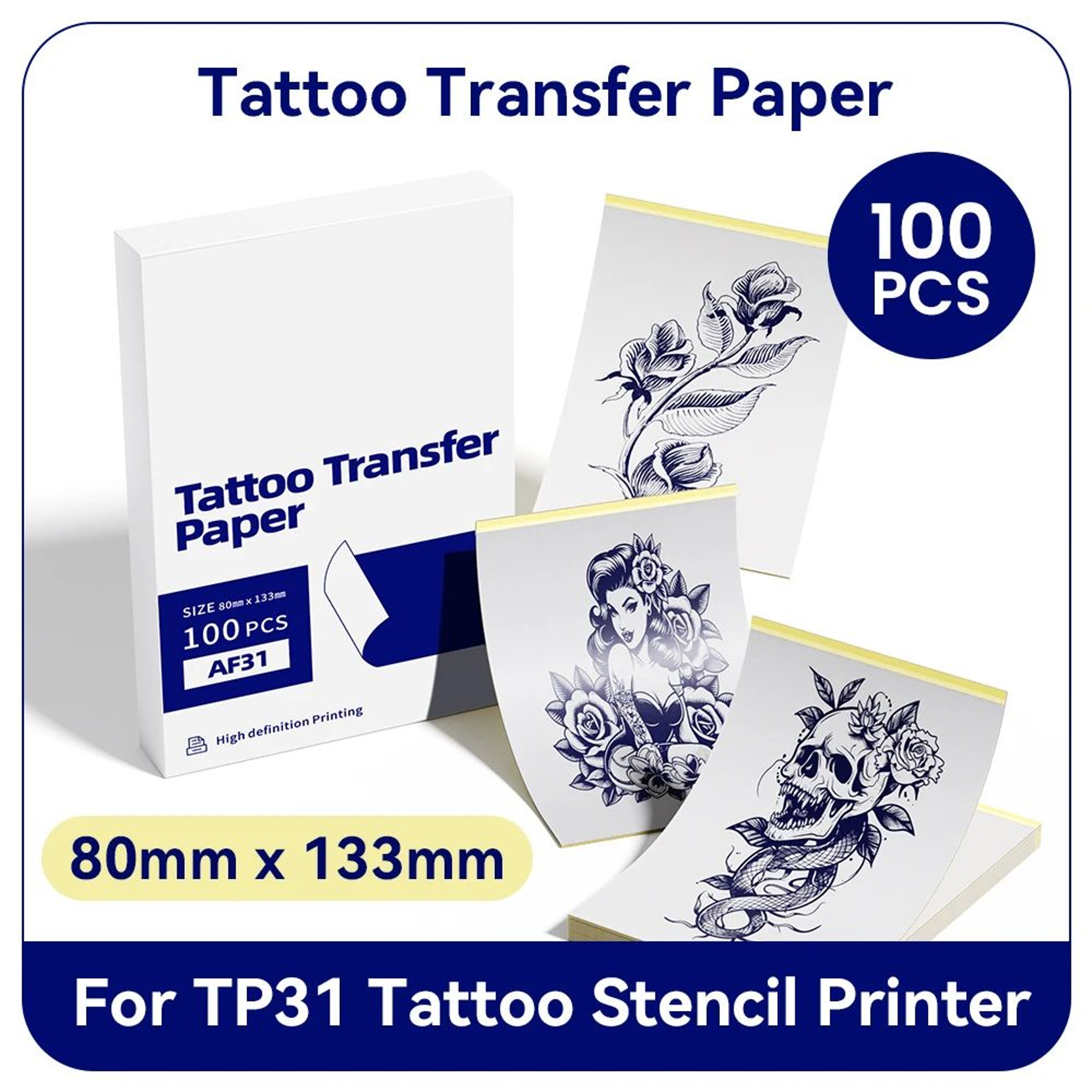 100 Sheets Tattoo Stencil Transfer Paper For TP31 Thermal Printer 0