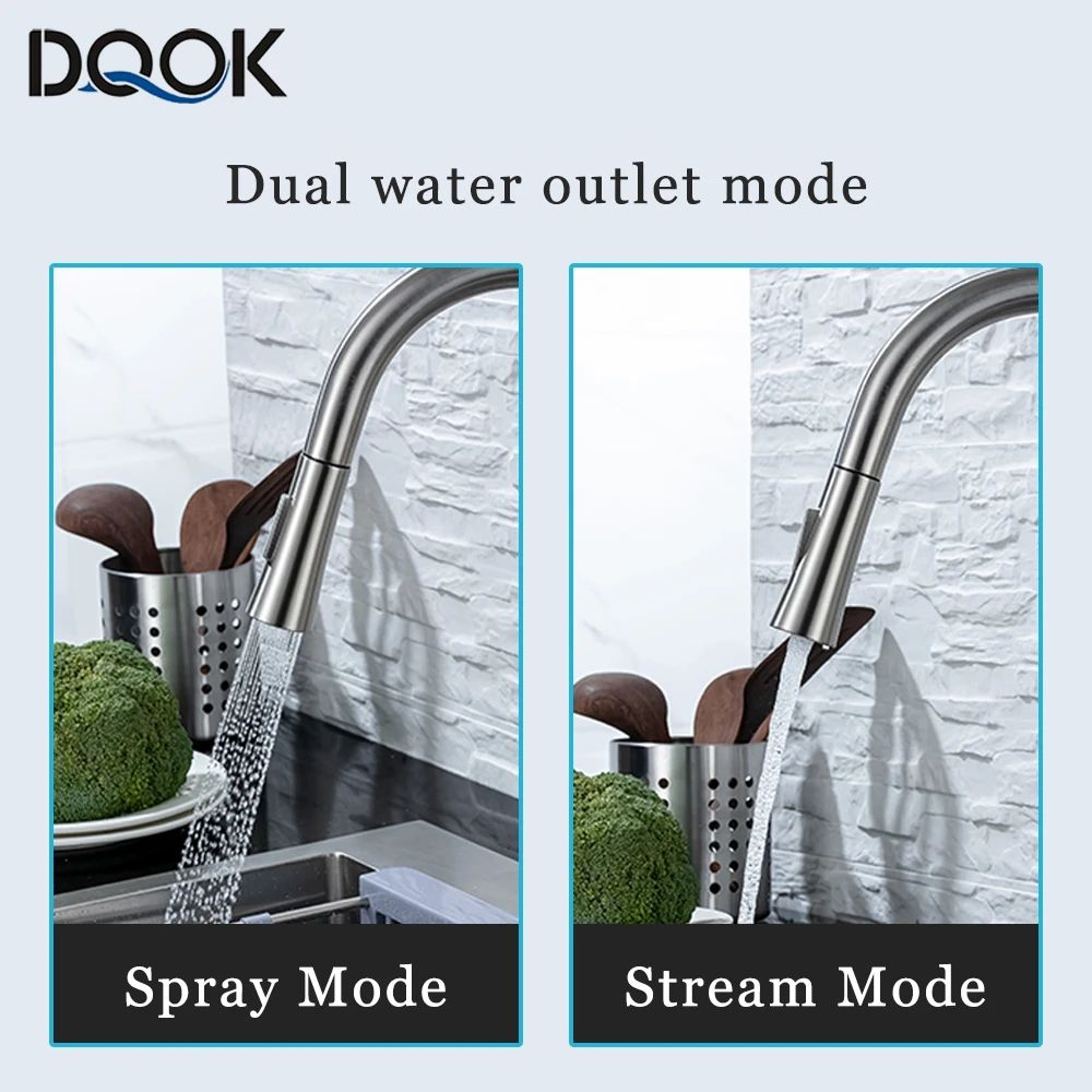 DQOK Stainless Steel Pull Out Kitchen Mixer Faucet With Smart Control 4