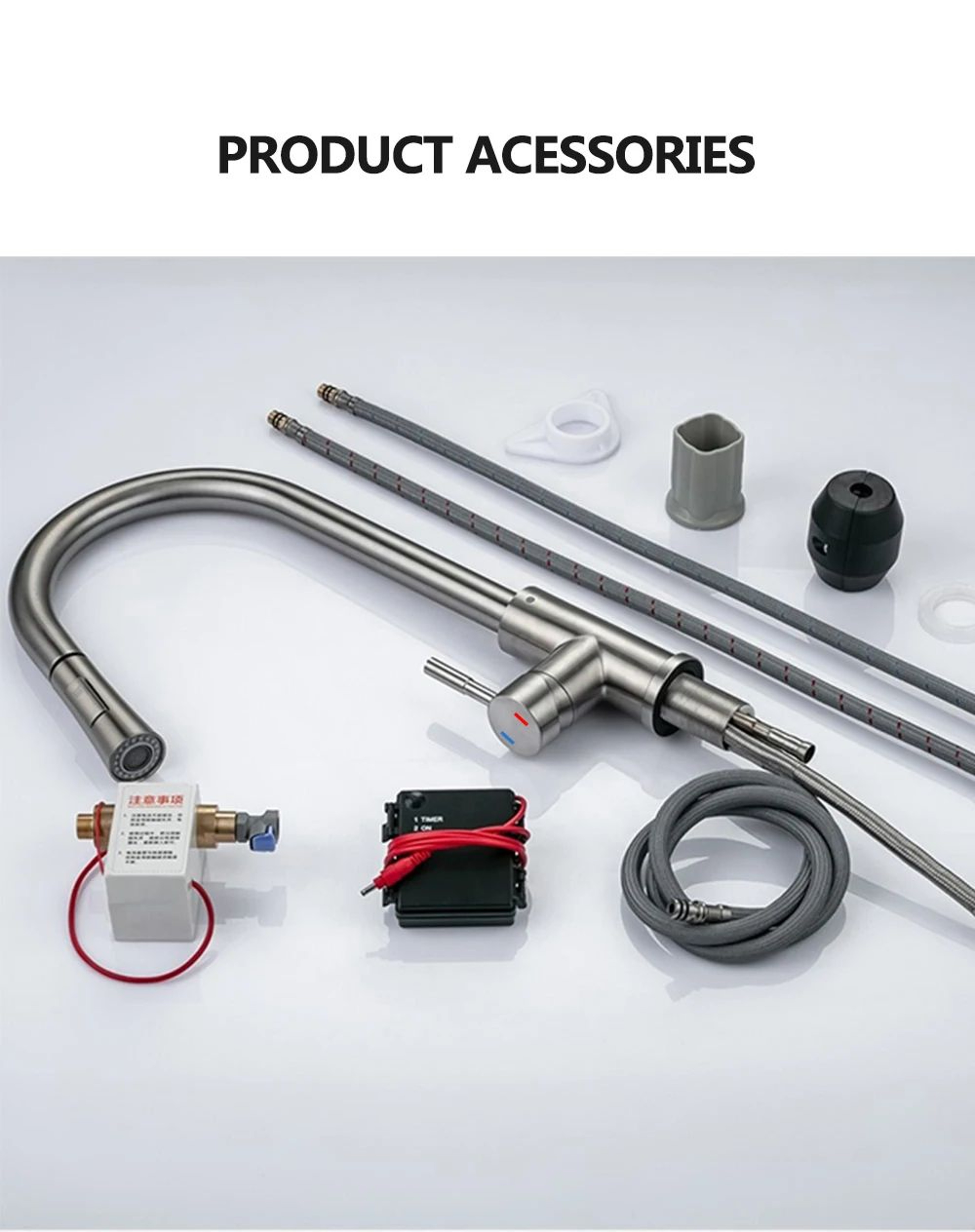DQOK Stainless Steel Pull Out Kitchen Mixer Faucet With Smart Control 8