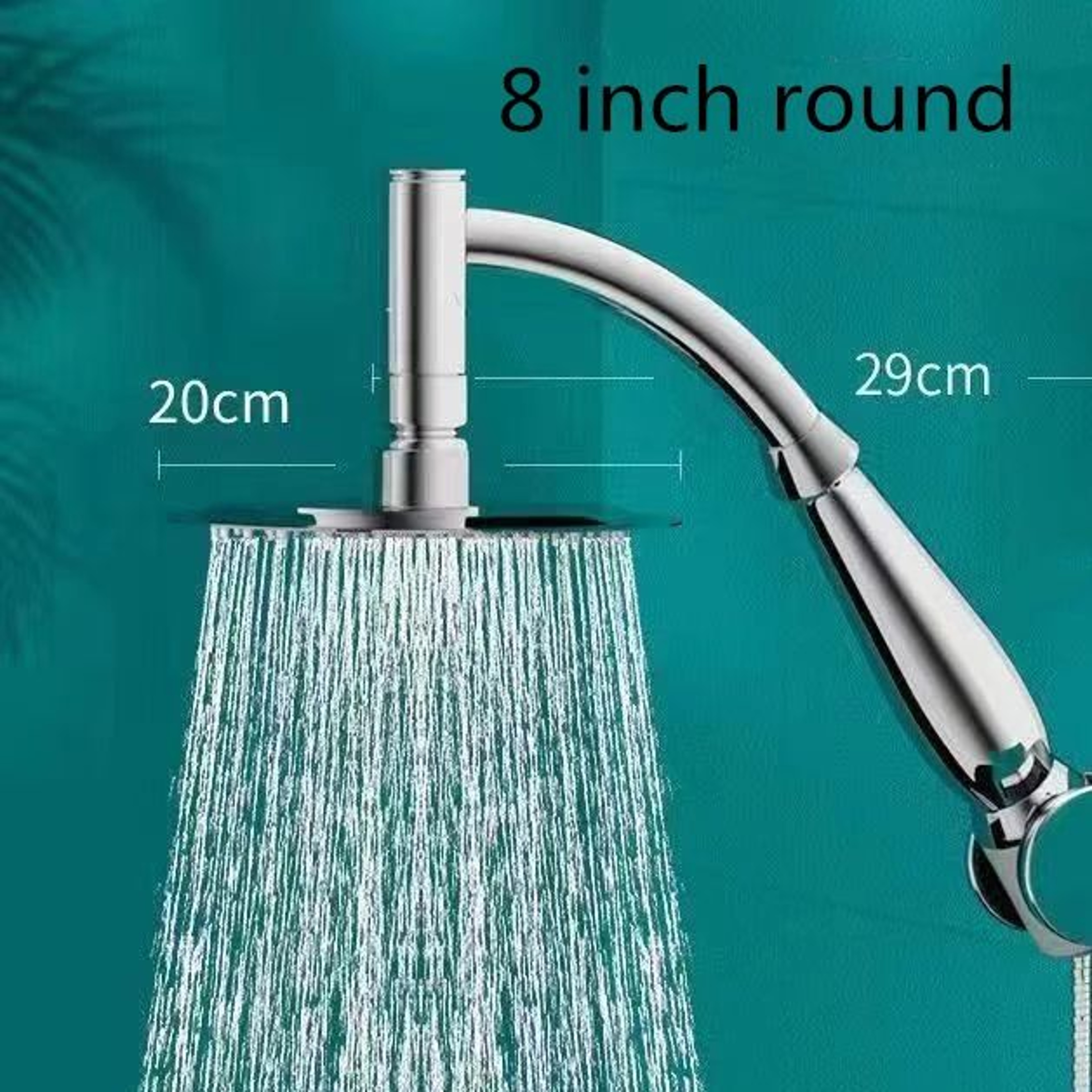 Stainless Steel Square Rainfall Shower Head With Curved Extension 6