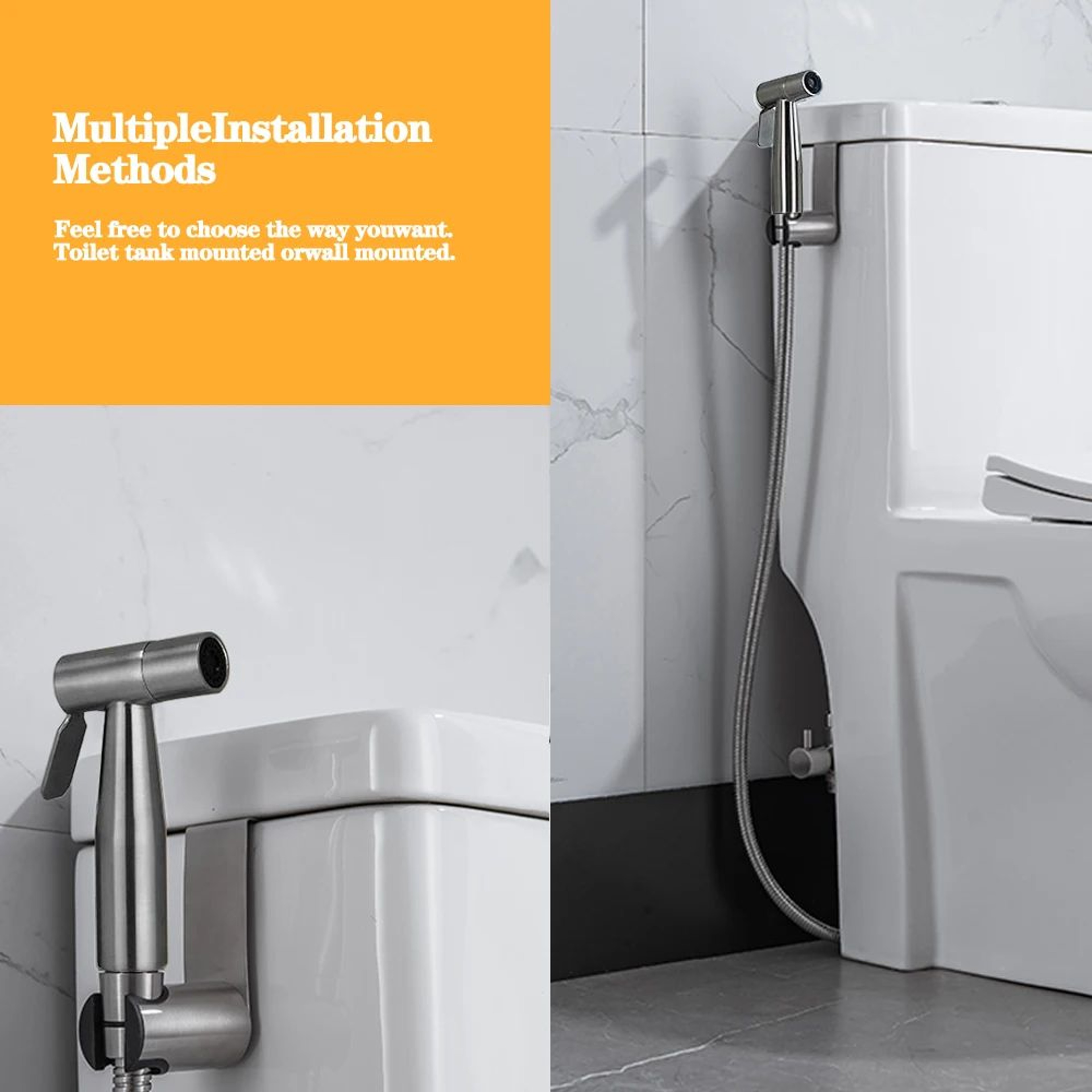 Black Stainless Steel Handheld Toilet Bidet Sprayer Set With Hose 2