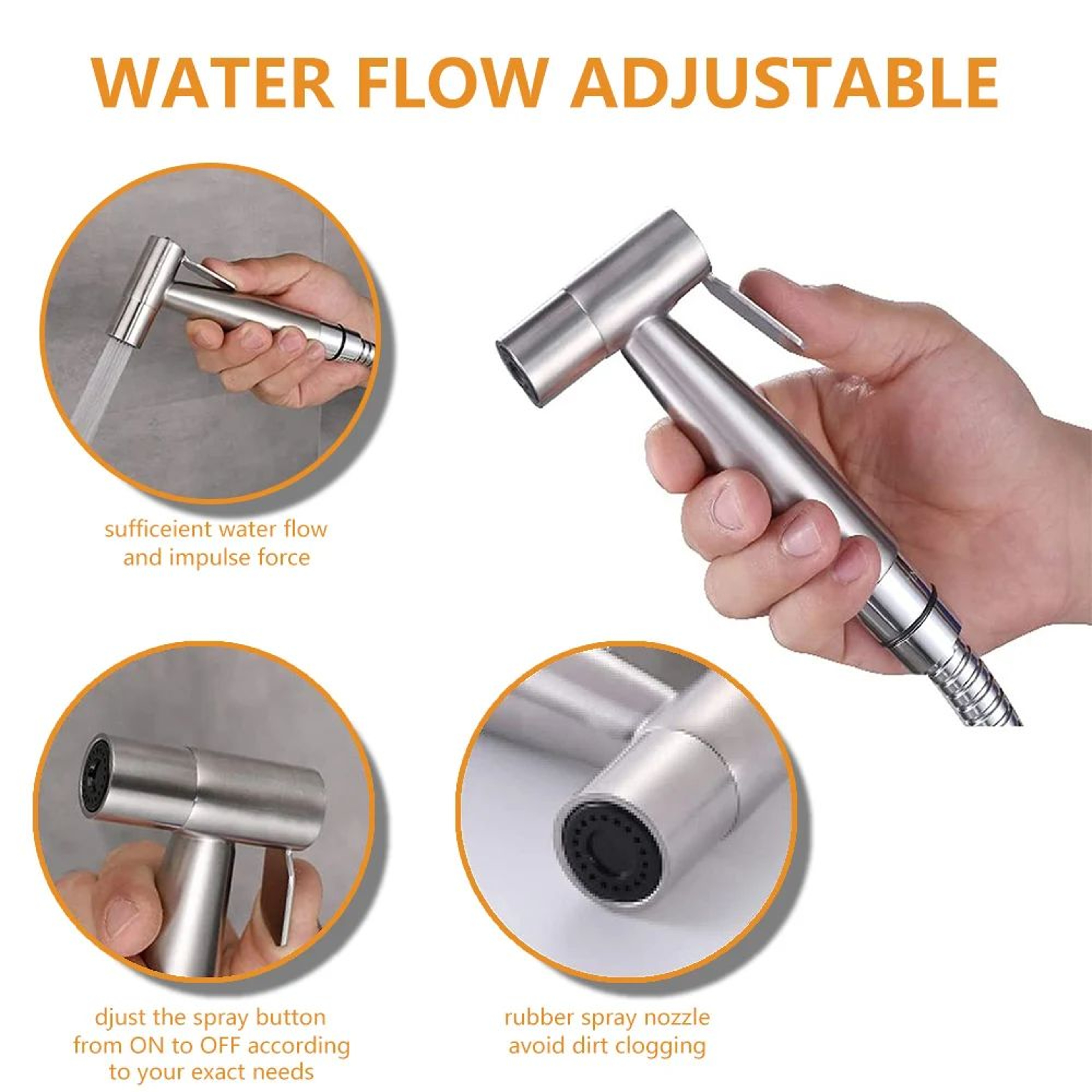 Black Stainless Steel Handheld Toilet Bidet Sprayer Set With Hose 10