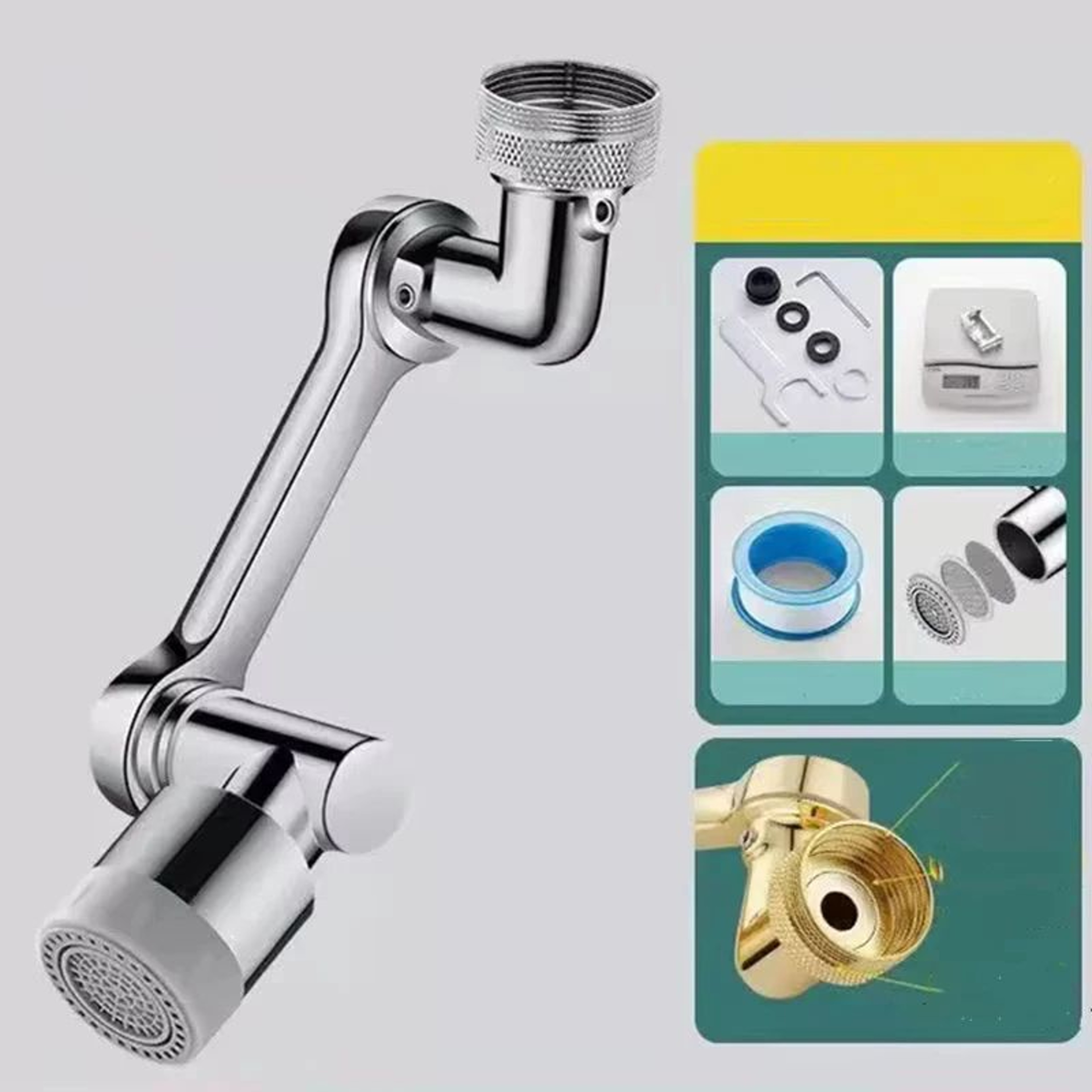 Universal Metal 1080 Degree Rotating Faucet Aerator And Sink Tap Extender 1