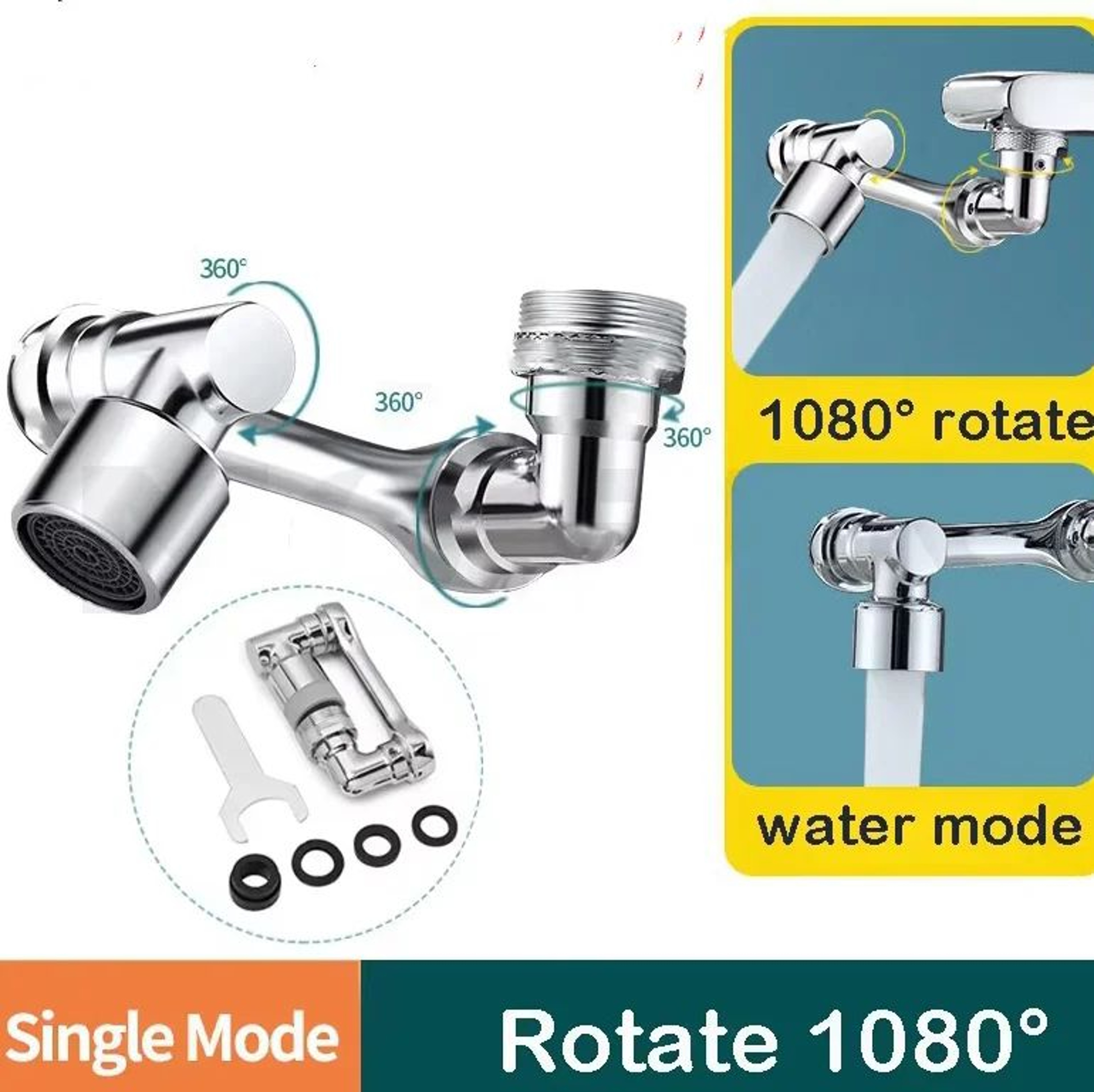 Universal Metal 1080 Degree Rotating Faucet Aerator And Sink Tap Extender 6