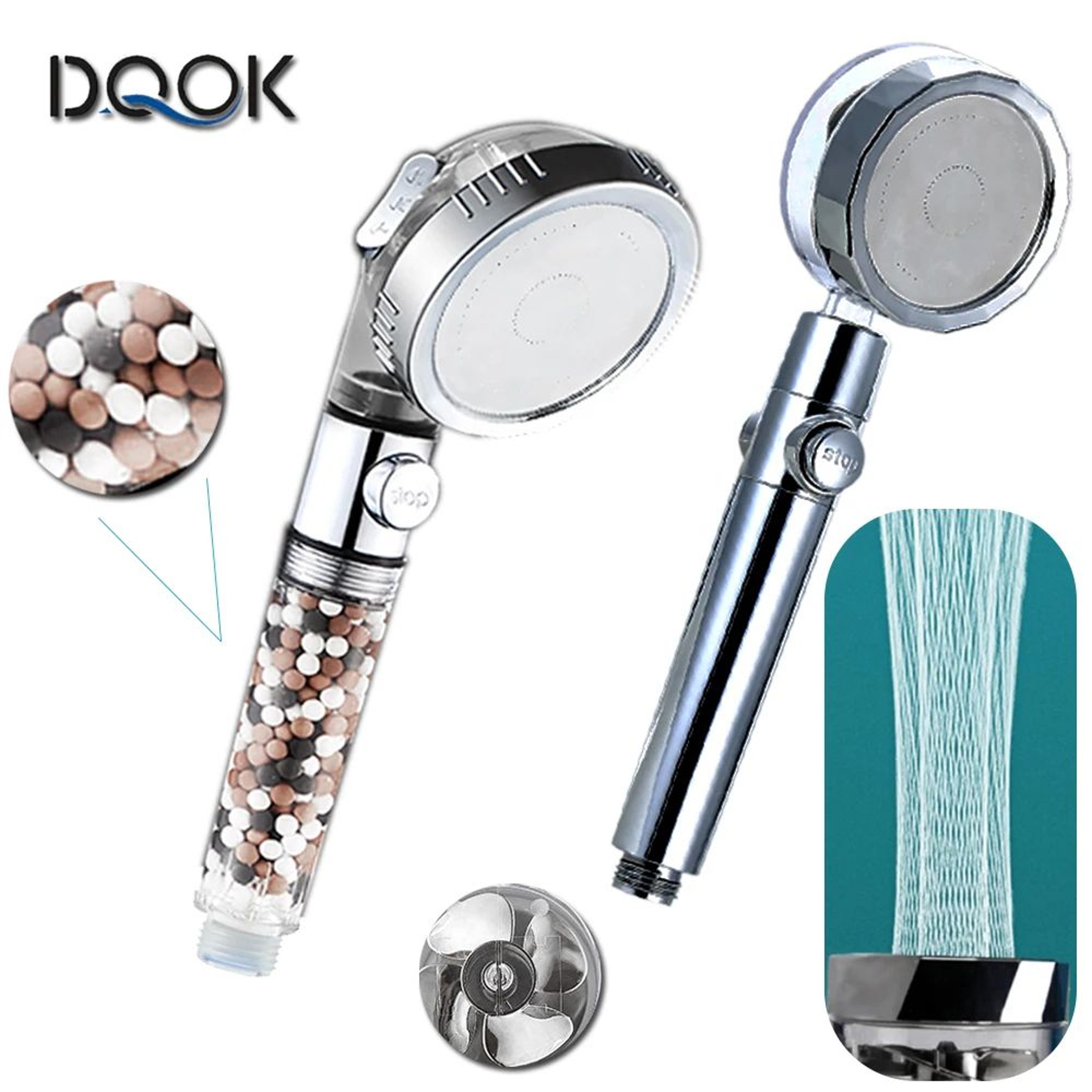 360 Degree Rotating Shower Head With Fan Design And Rain Spray 0
