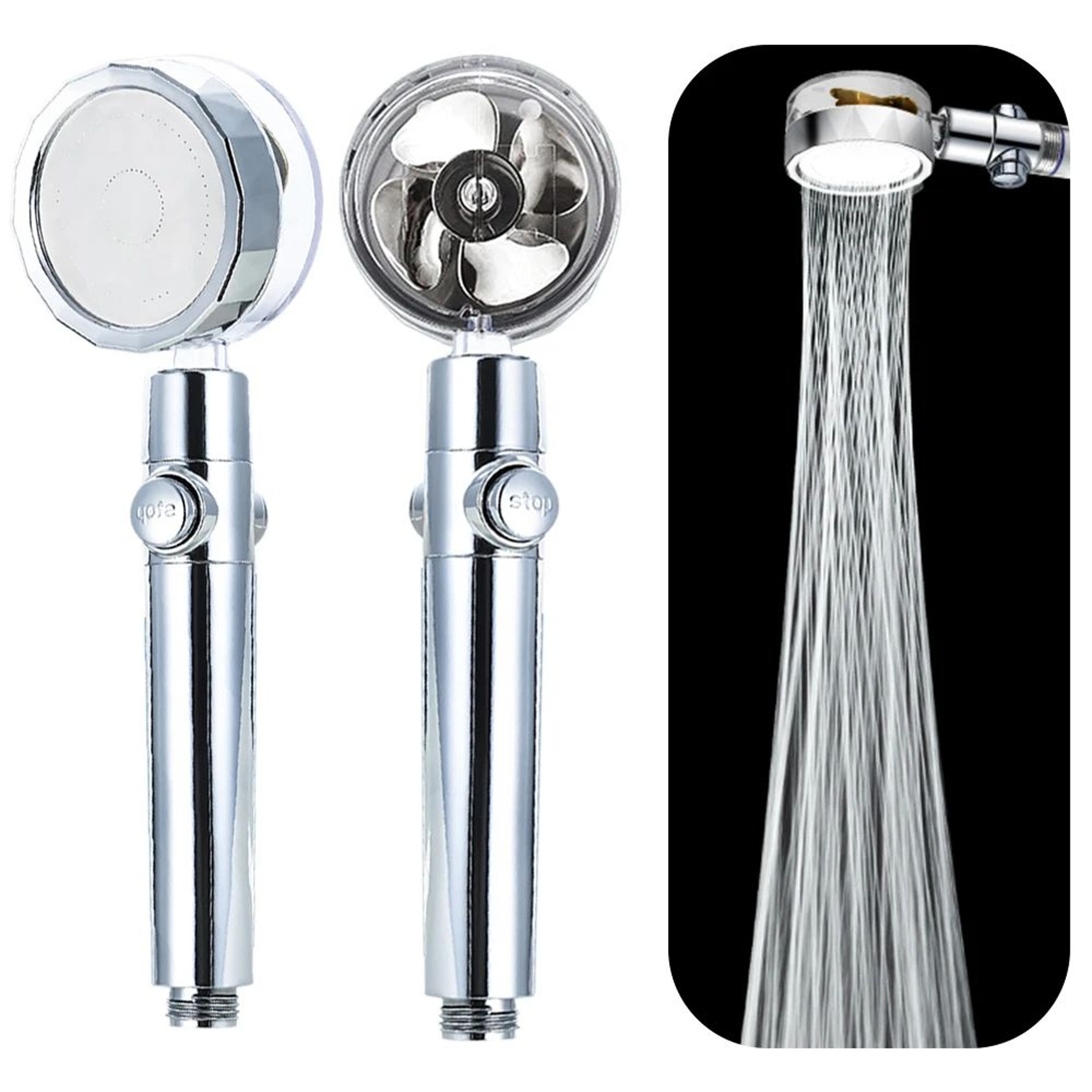 360 Degree Rotating Shower Head With Fan Design And Rain Spray 7