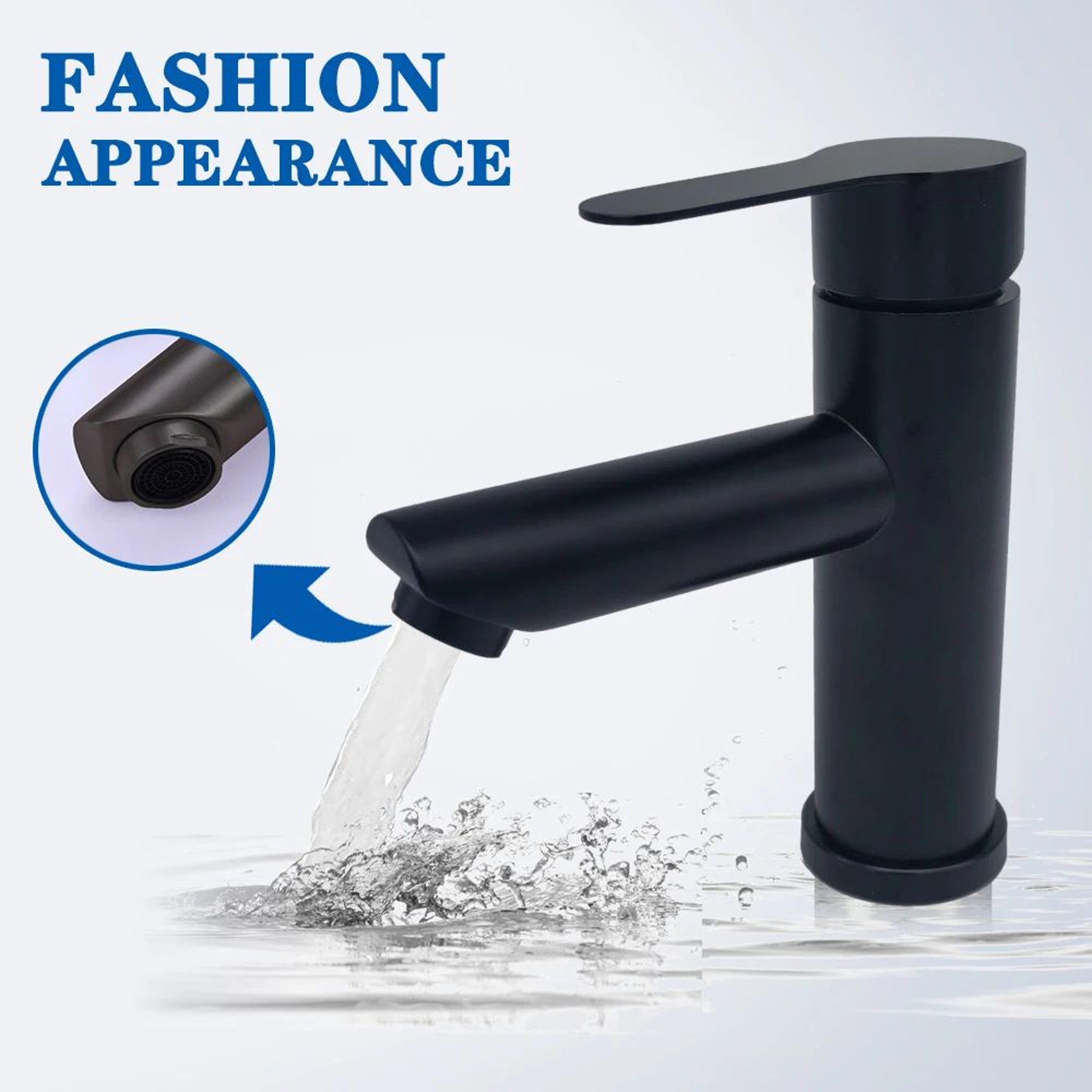 Matte Black Bathroom Basin Mixer Faucet With Hot And Cold Water 1