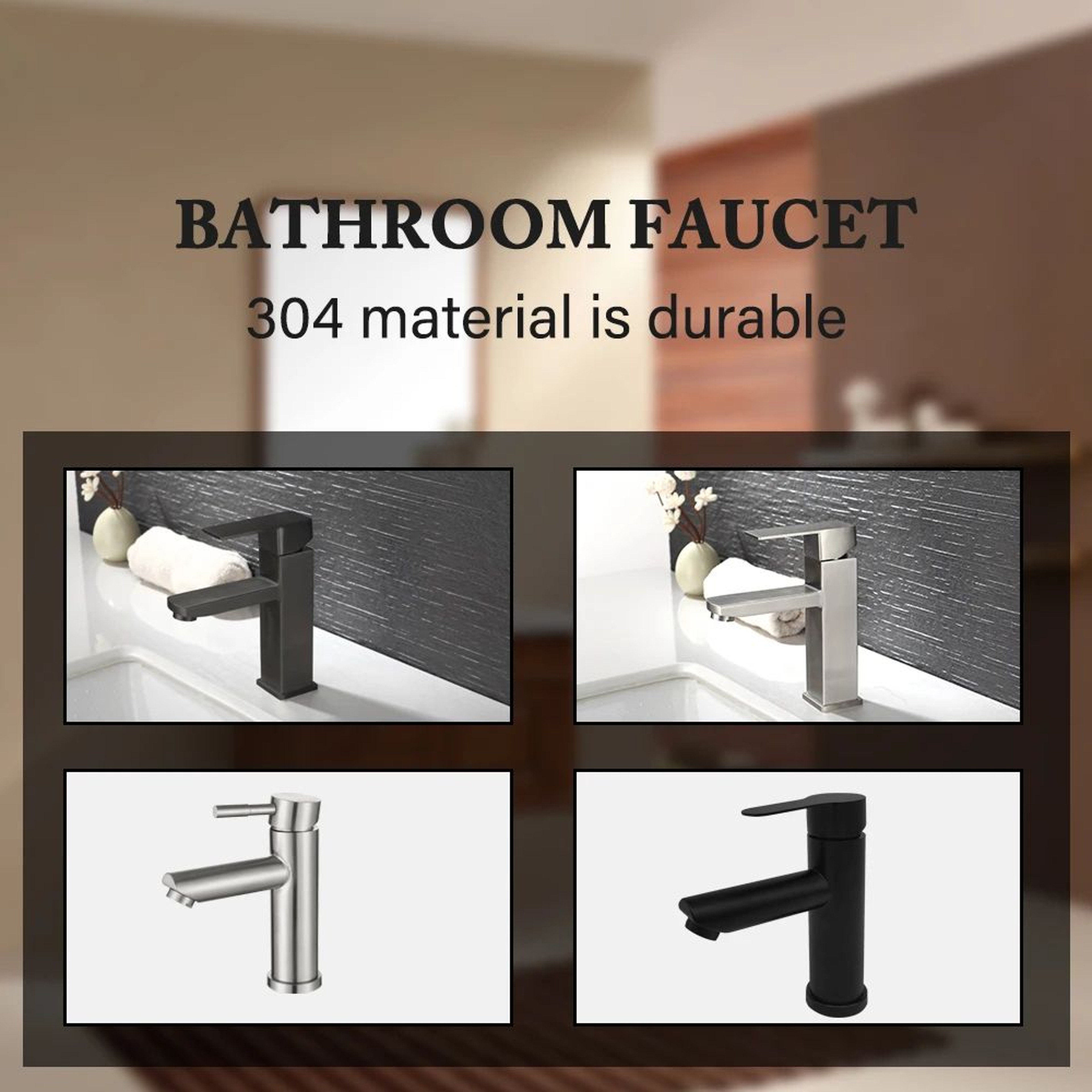 Matte Black Bathroom Basin Mixer Faucet With Hot And Cold Water 2