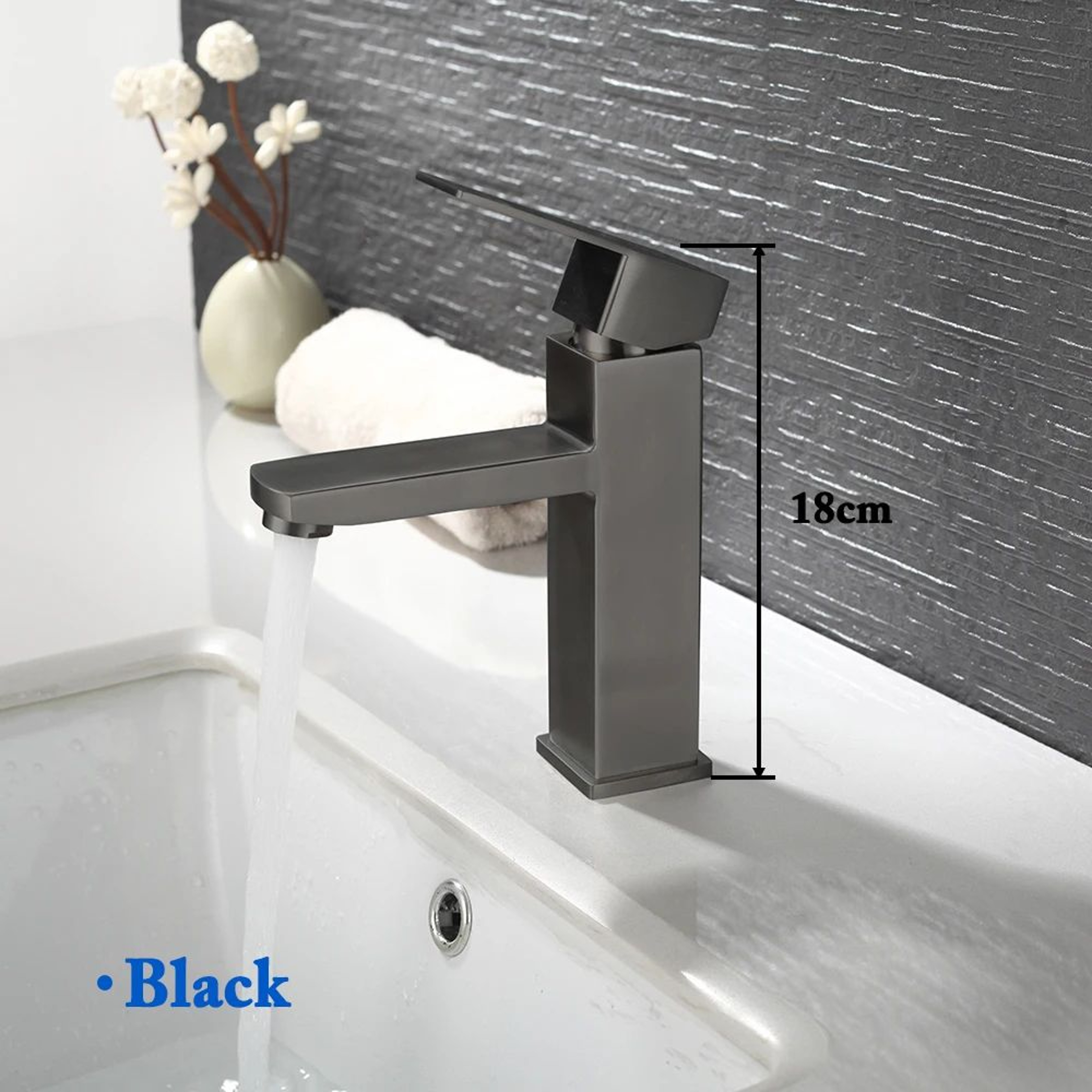 Matte Black Bathroom Basin Mixer Faucet With Hot And Cold Water 13