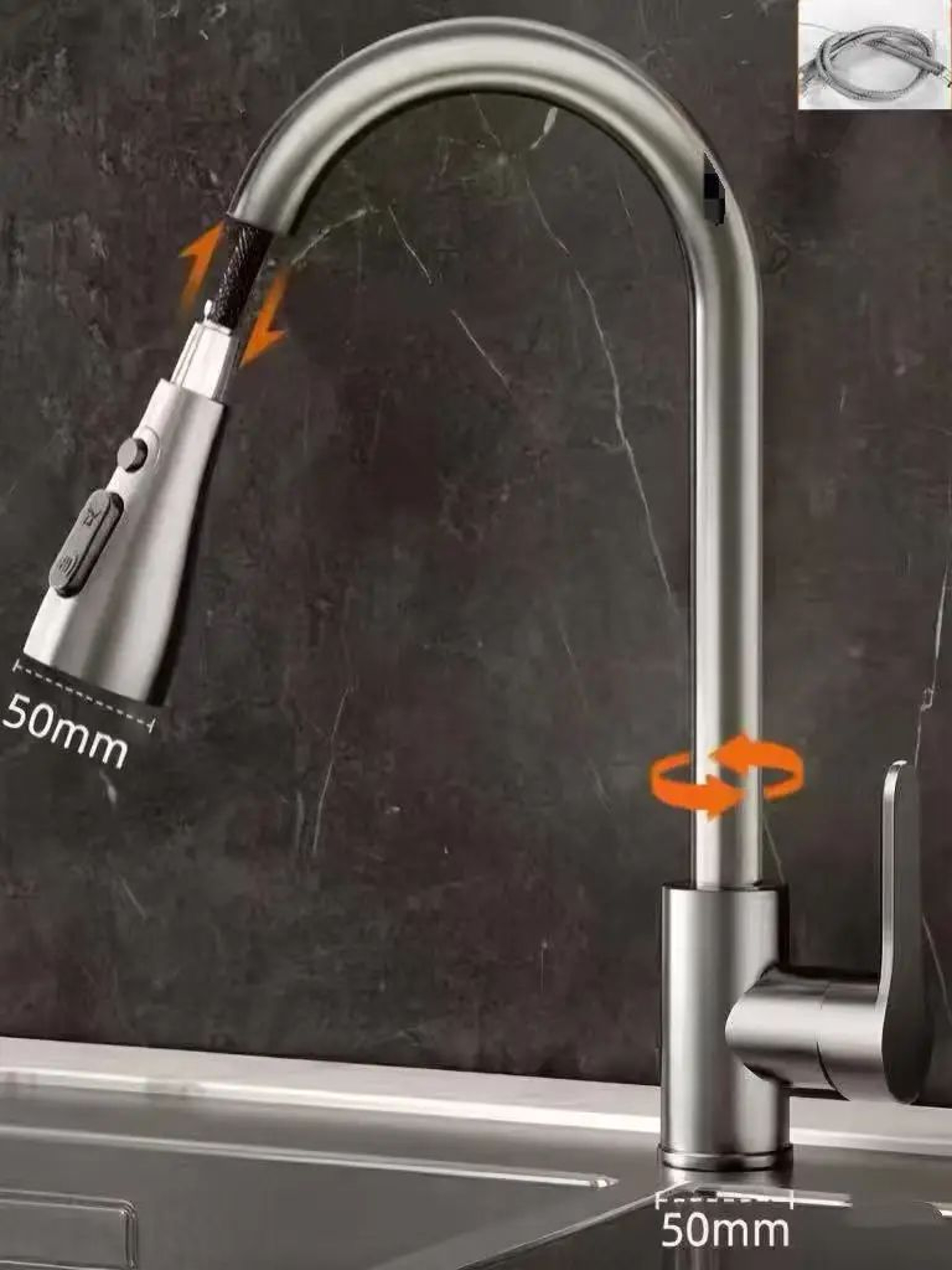 Single Hole Kitchen Mixer Faucet With Pull Out Sprayer In Chrome Or Black 6