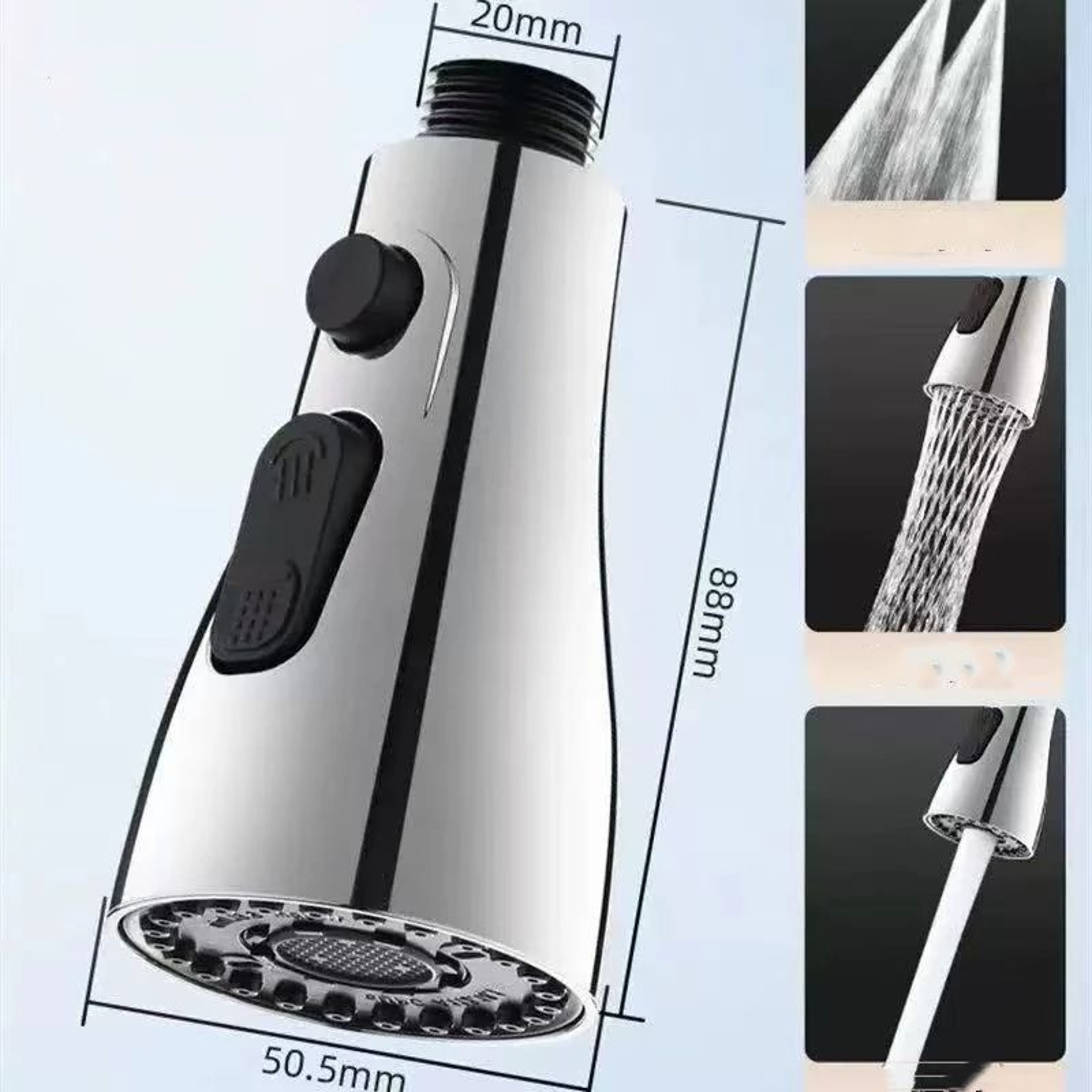 3 Mode Pull Out Faucet Sprayer Head With Half Inch Connection 1