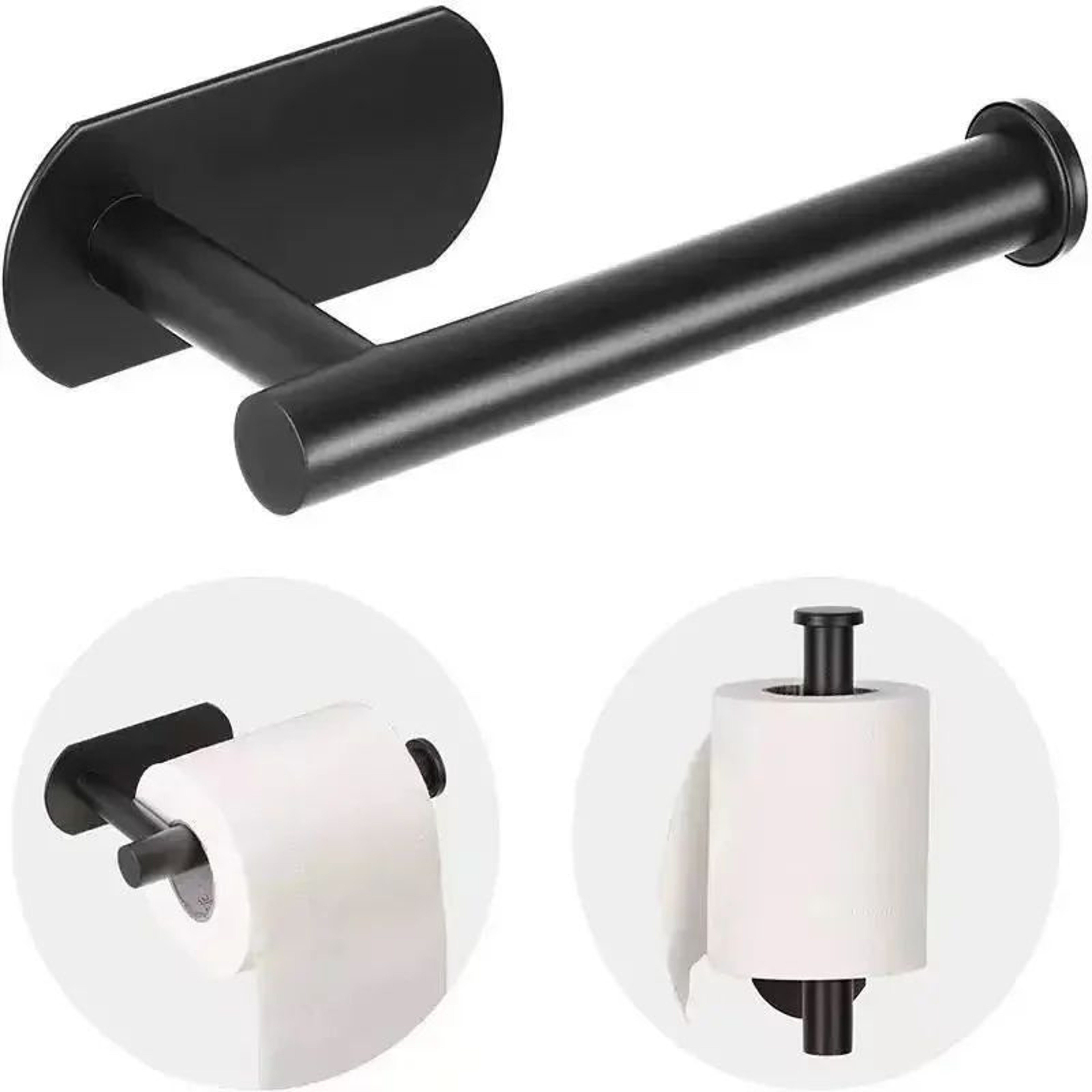 Matte Black 304 Stainless Steel Wall Mounted Toilet Paper Holder 6
