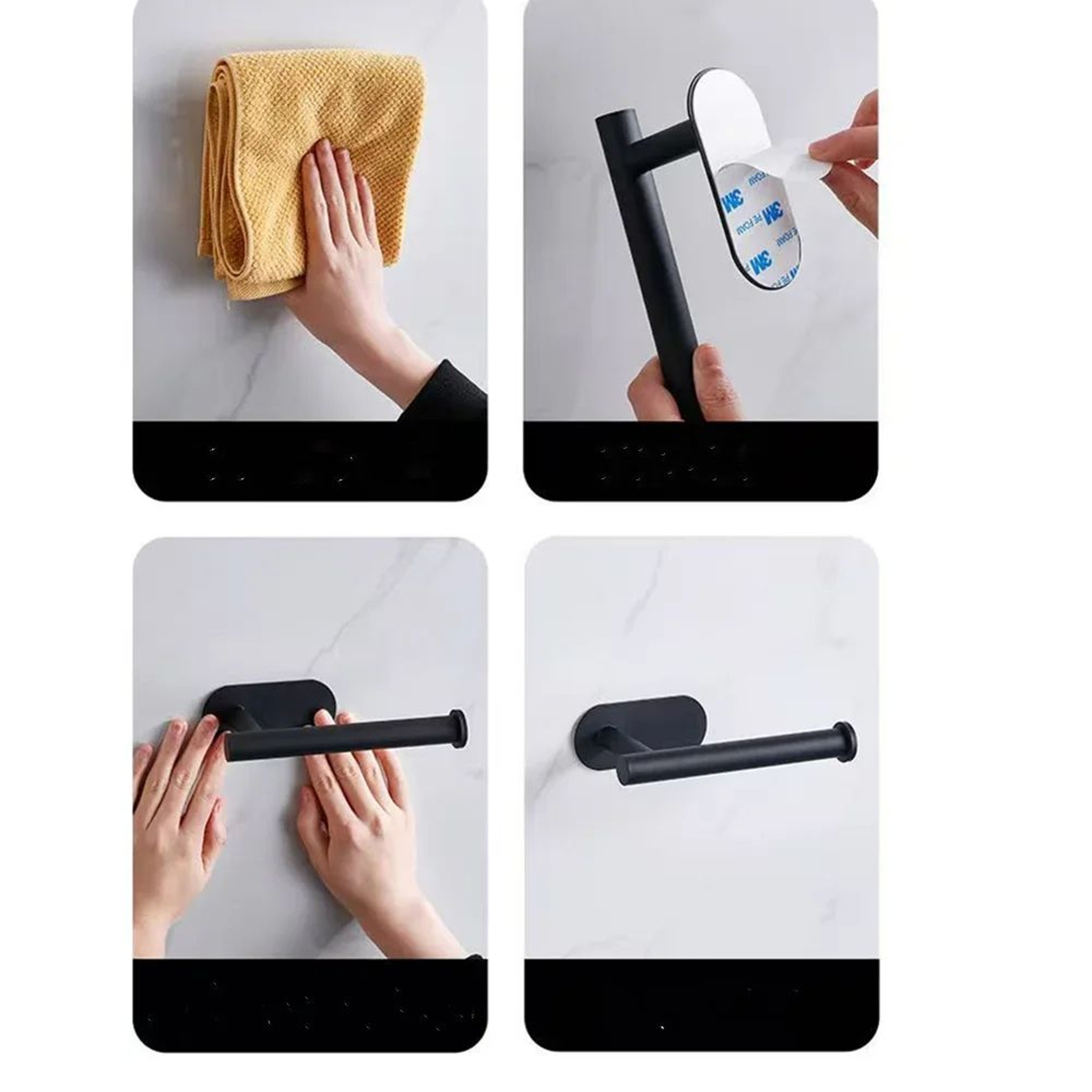 Matte Black 304 Stainless Steel Wall Mounted Toilet Paper Holder 7