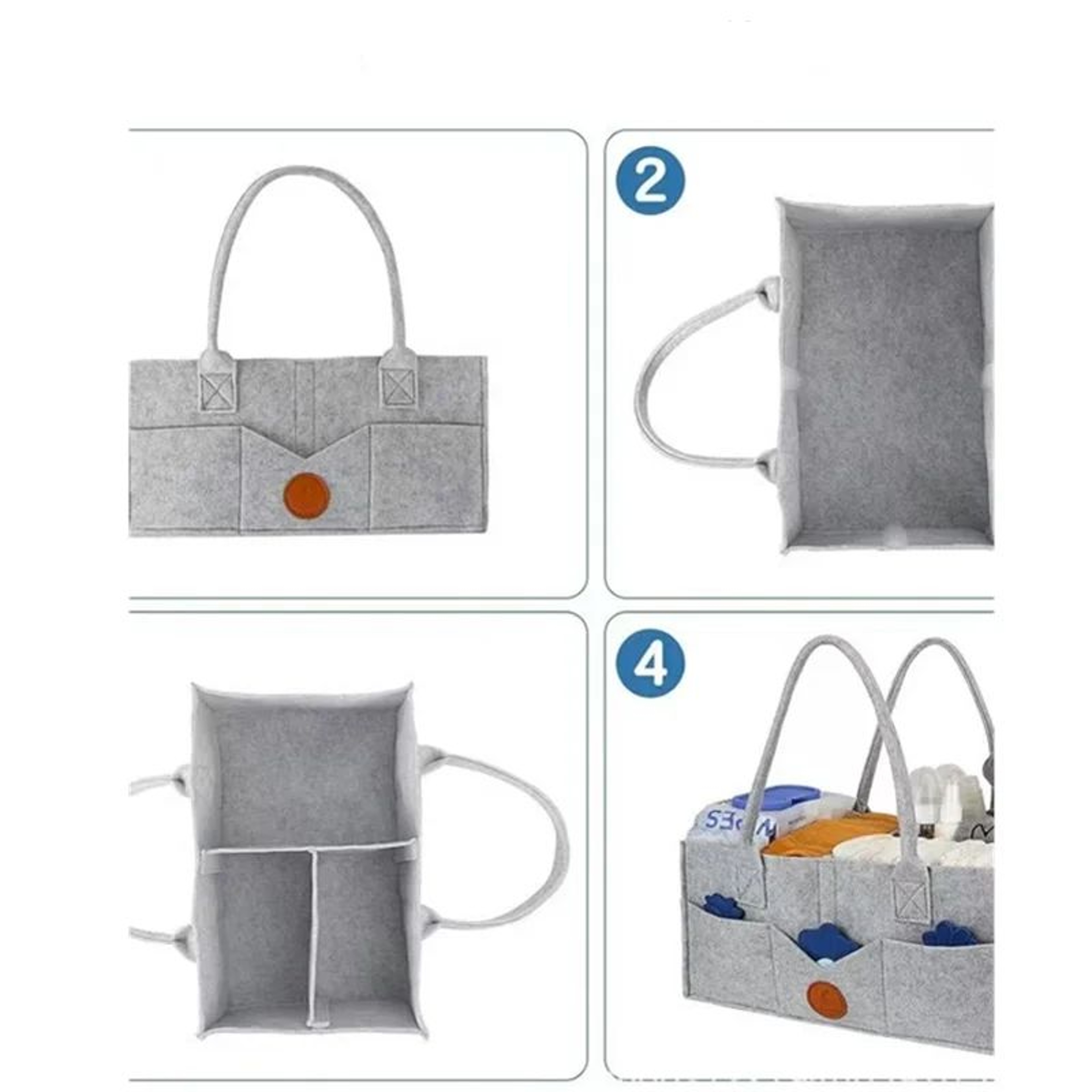 Large Capacity Felt Baby Diaper Storage Bag For Toys And Nursery Essentials 5