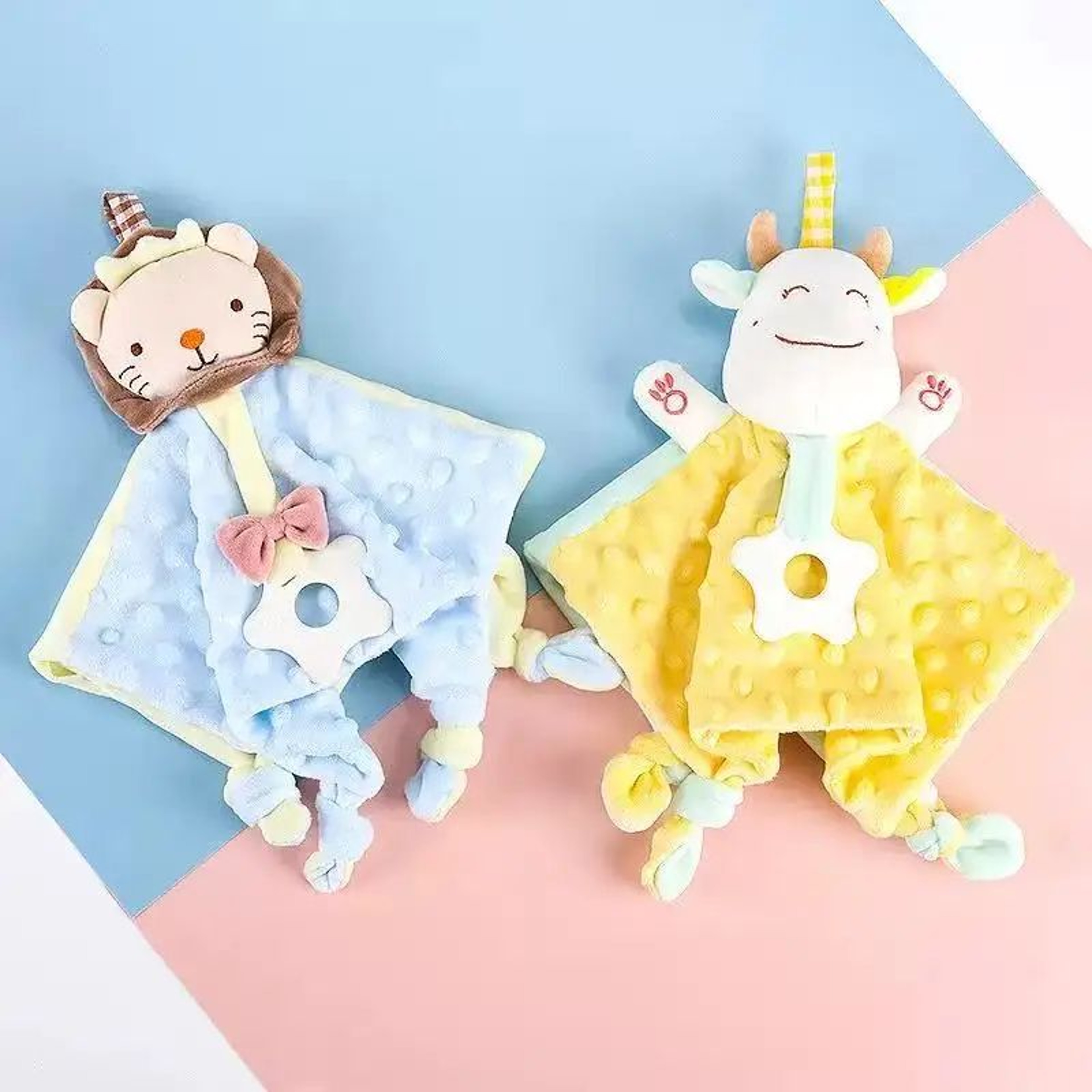 Soft Plush Baby Comforter Blanket With Sensory Tags And Teether 2
