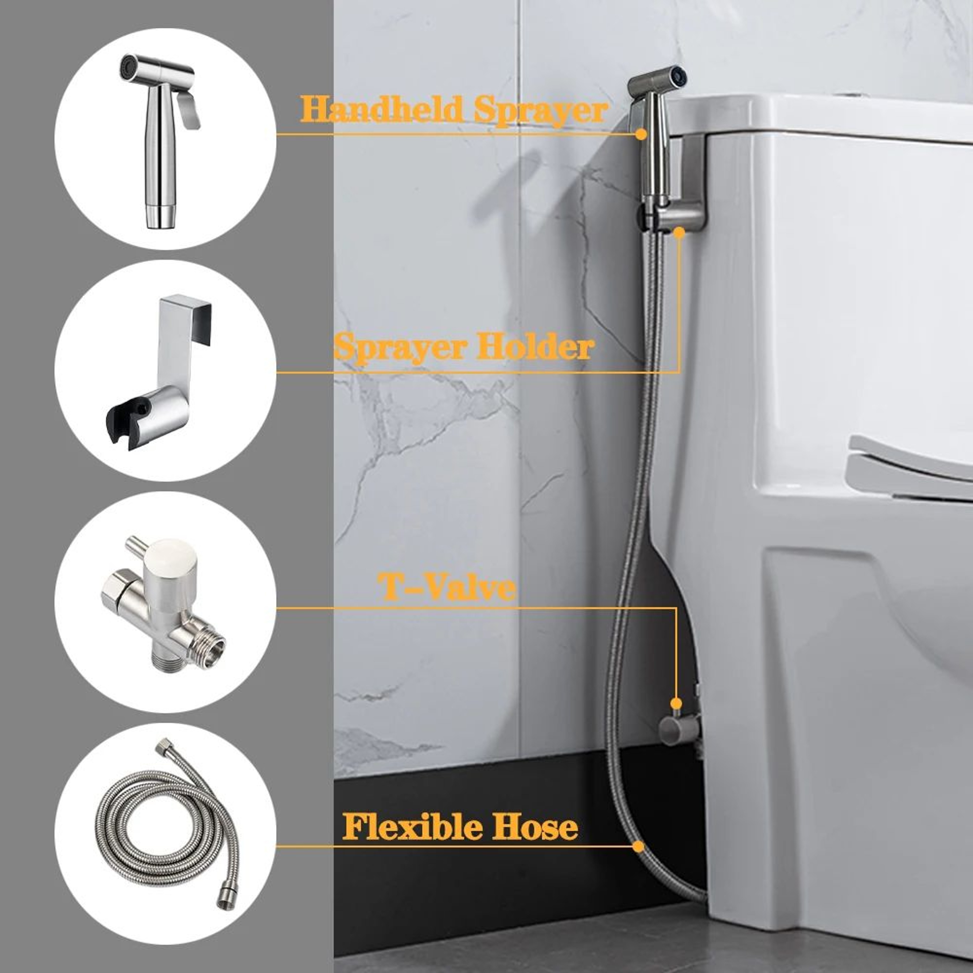 Stainless Steel Handheld Toilet Bidet Sprayer Set For Bathroom Cleansing 3