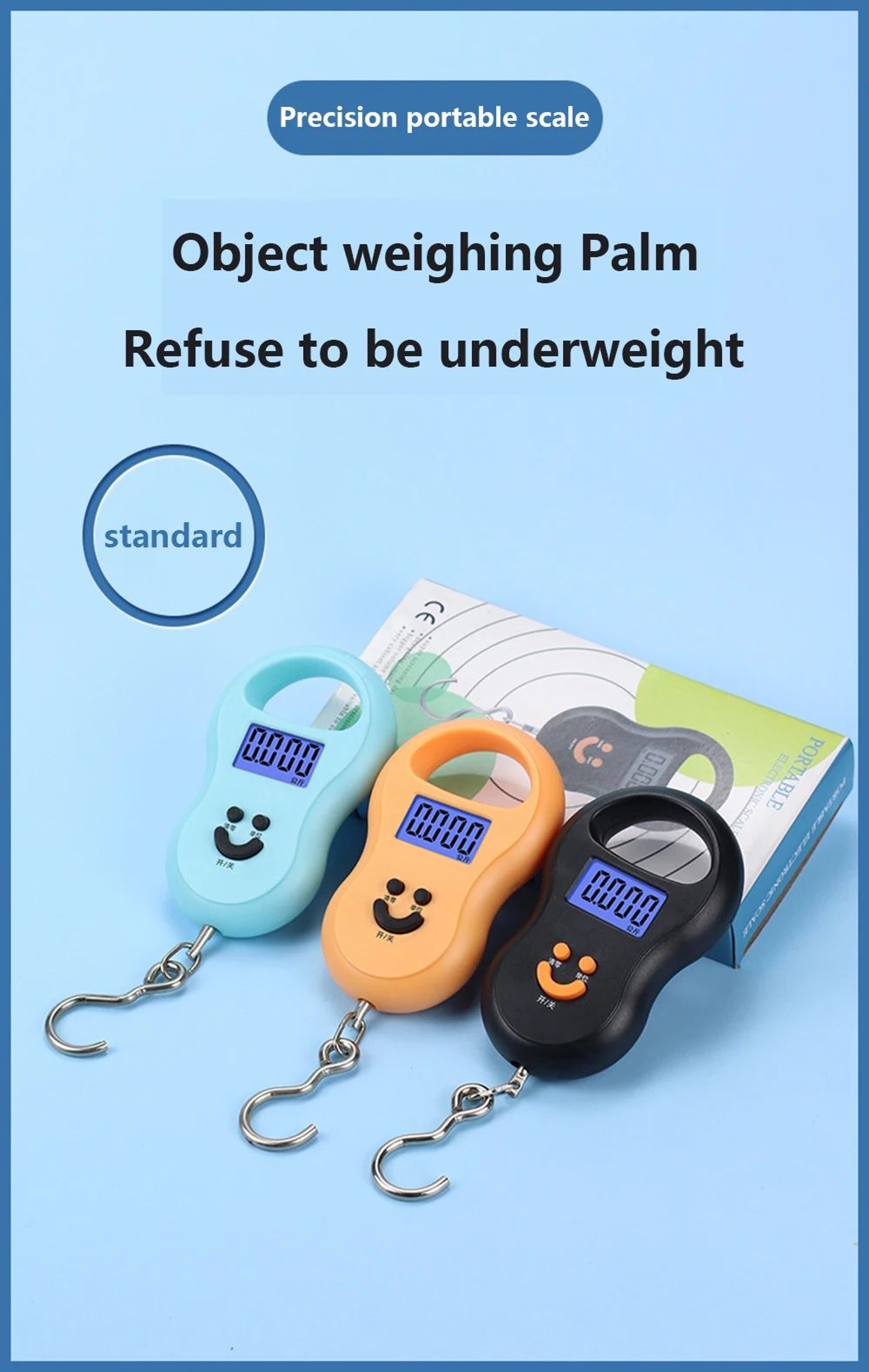 50kg Digital Hanging Scale With Backlit LCD For Luggage And Fishing 6