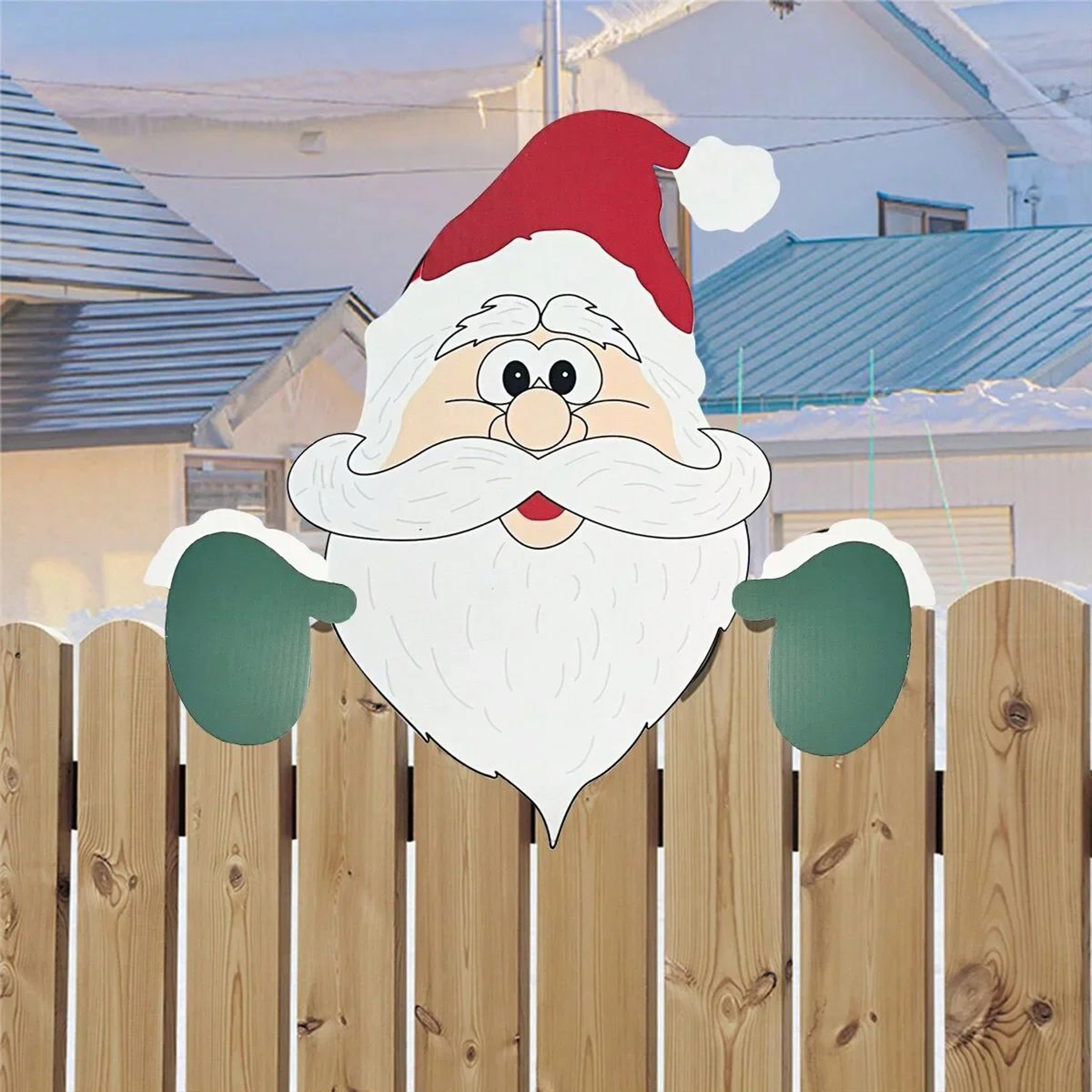 Christmas Santa Claus Peeker Decoration For Fence And Yard Displays 5
