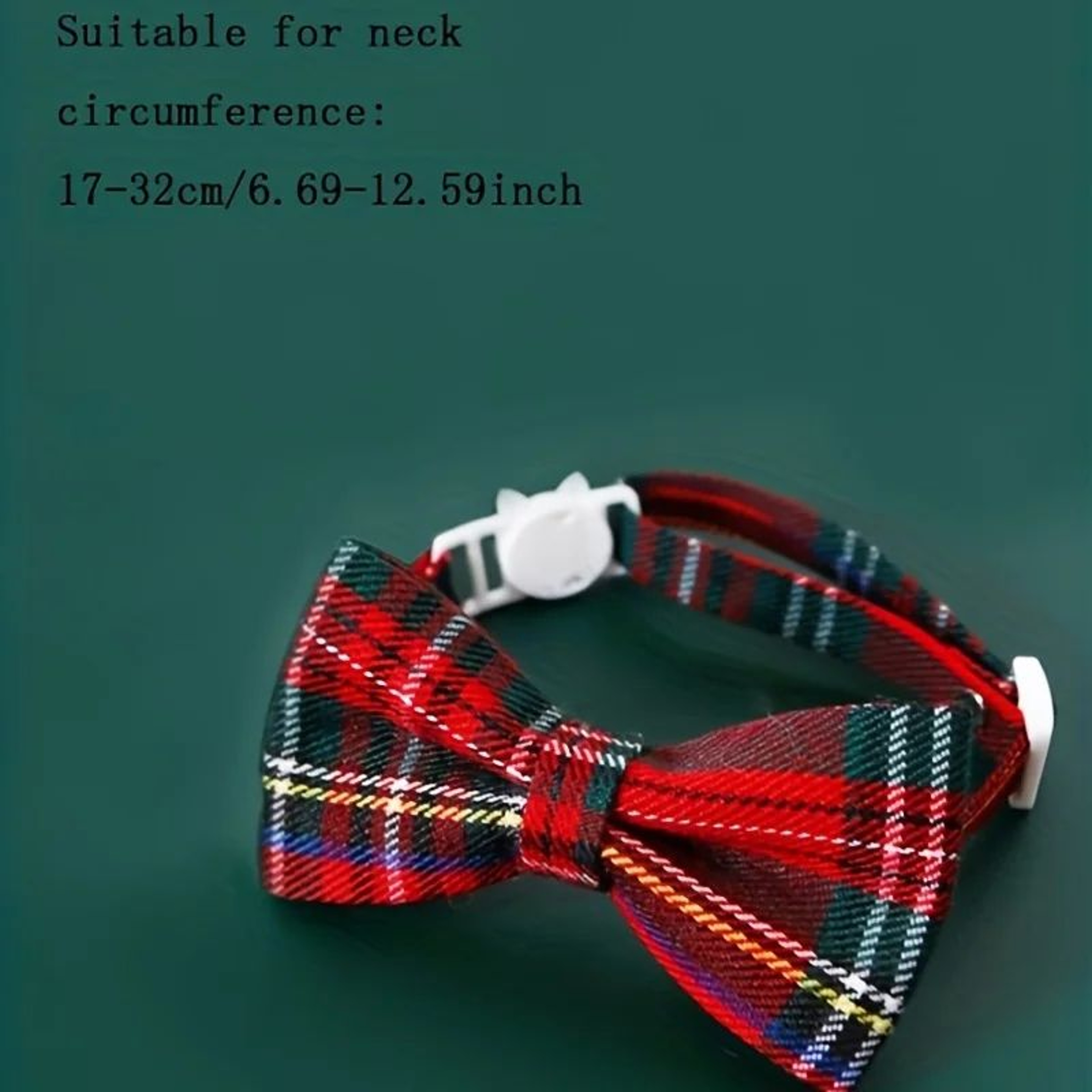 Adjustable Red Plaid Cat Collar With Bow Tie And Bell For Christmas 0