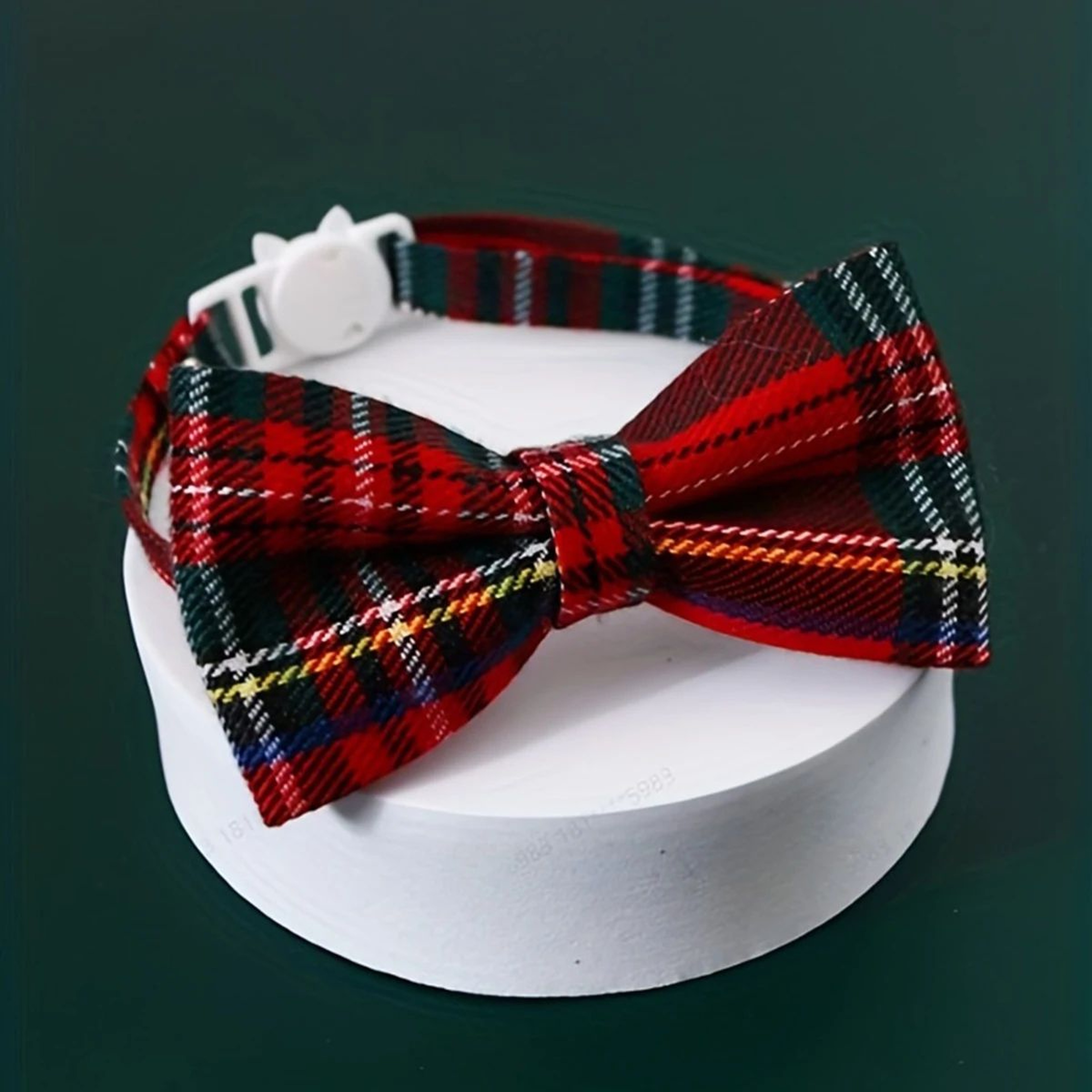 Adjustable Red Plaid Cat Collar With Bow Tie And Bell For Christmas 3