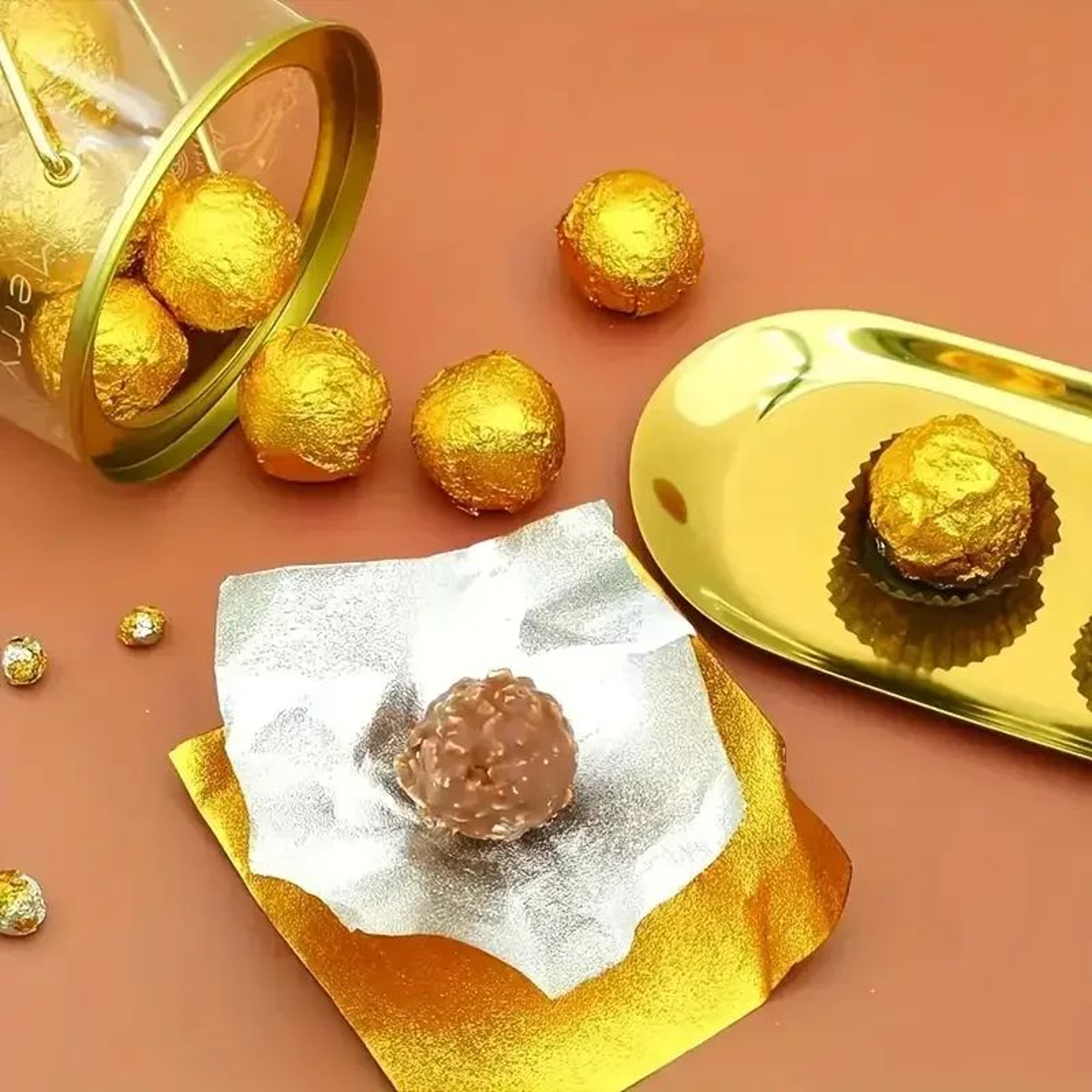 100 Piece Gold Foil Candy Wrapping Sheets For Chocolates And Wedding Favors 0