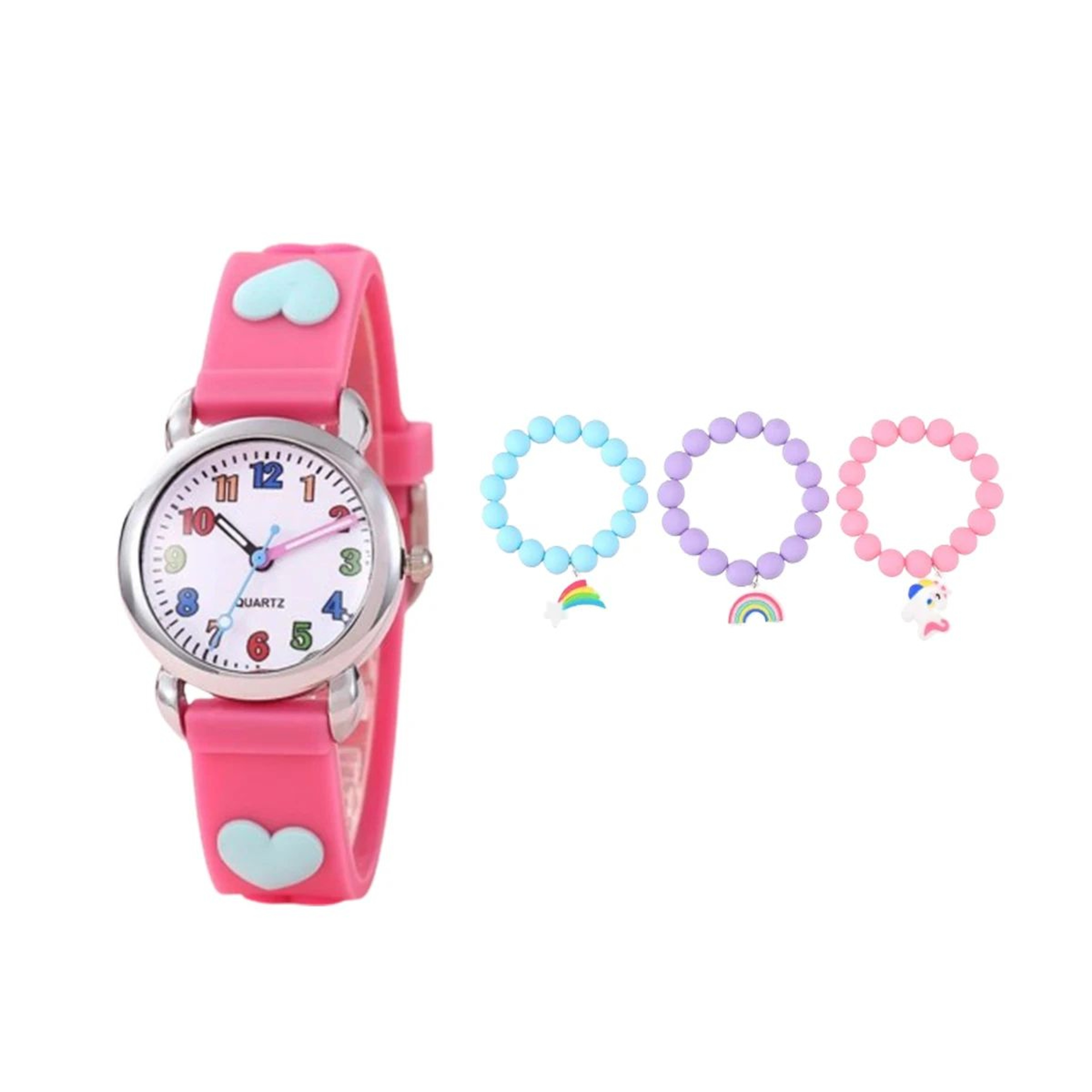 Cartoon Heart Themed Watch And Bracelet Gift Set For Students 10