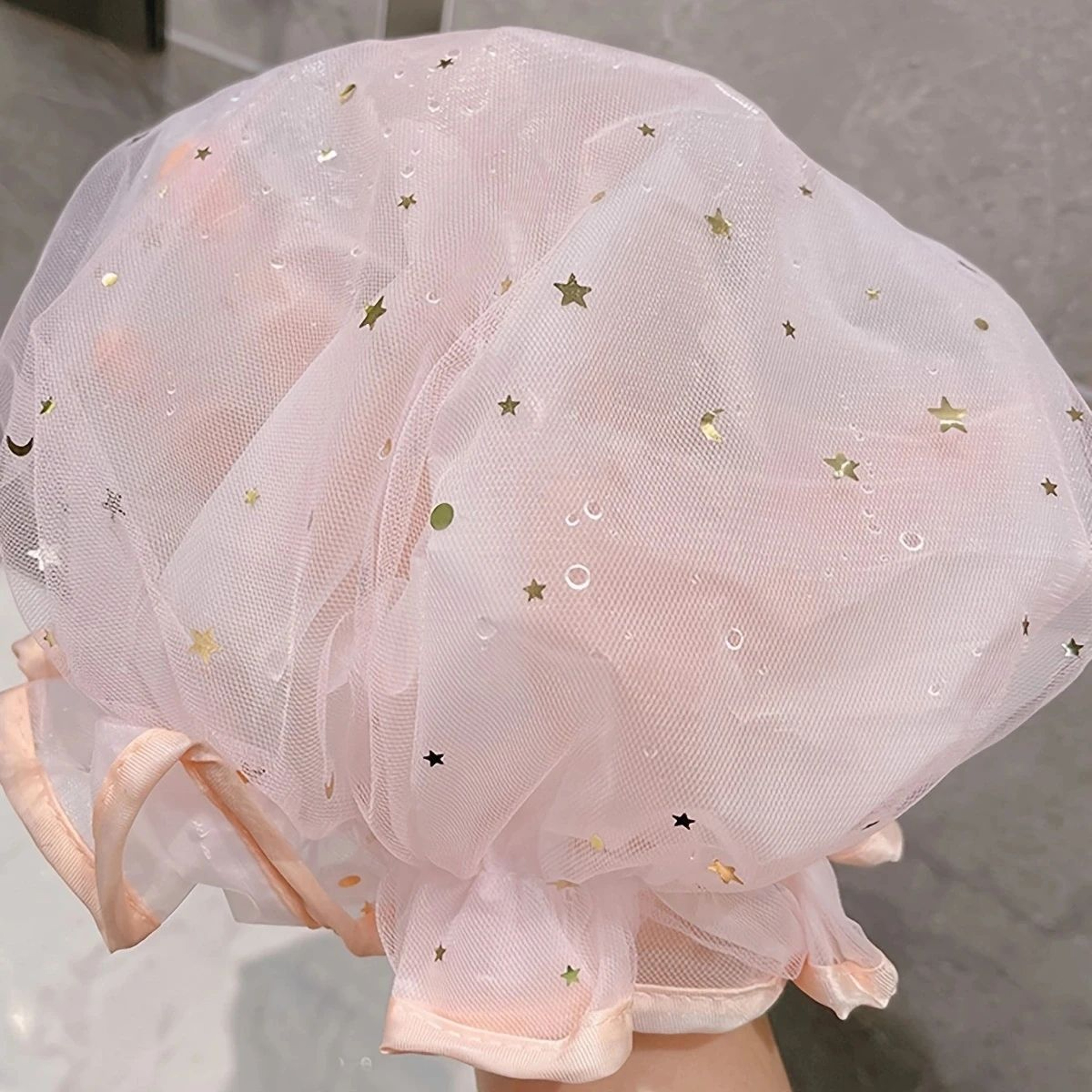 Large Reusable Waterproof Shower Cap With Elastic Band For Women 0